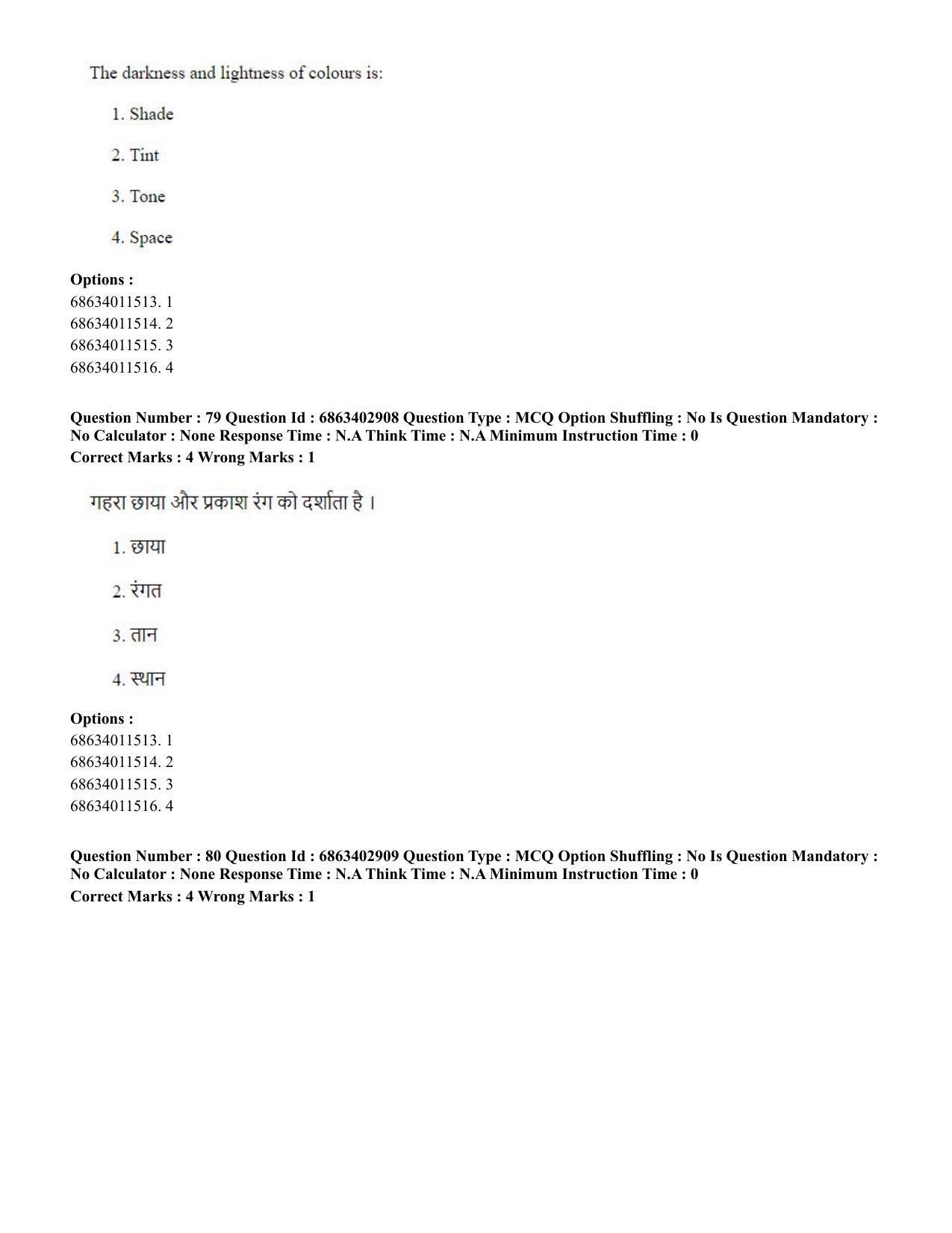 CUET PG 2023: HUQP15 – Painting (Hindi) - Shift 2 (5-06-2023) Question Paper - Page 75