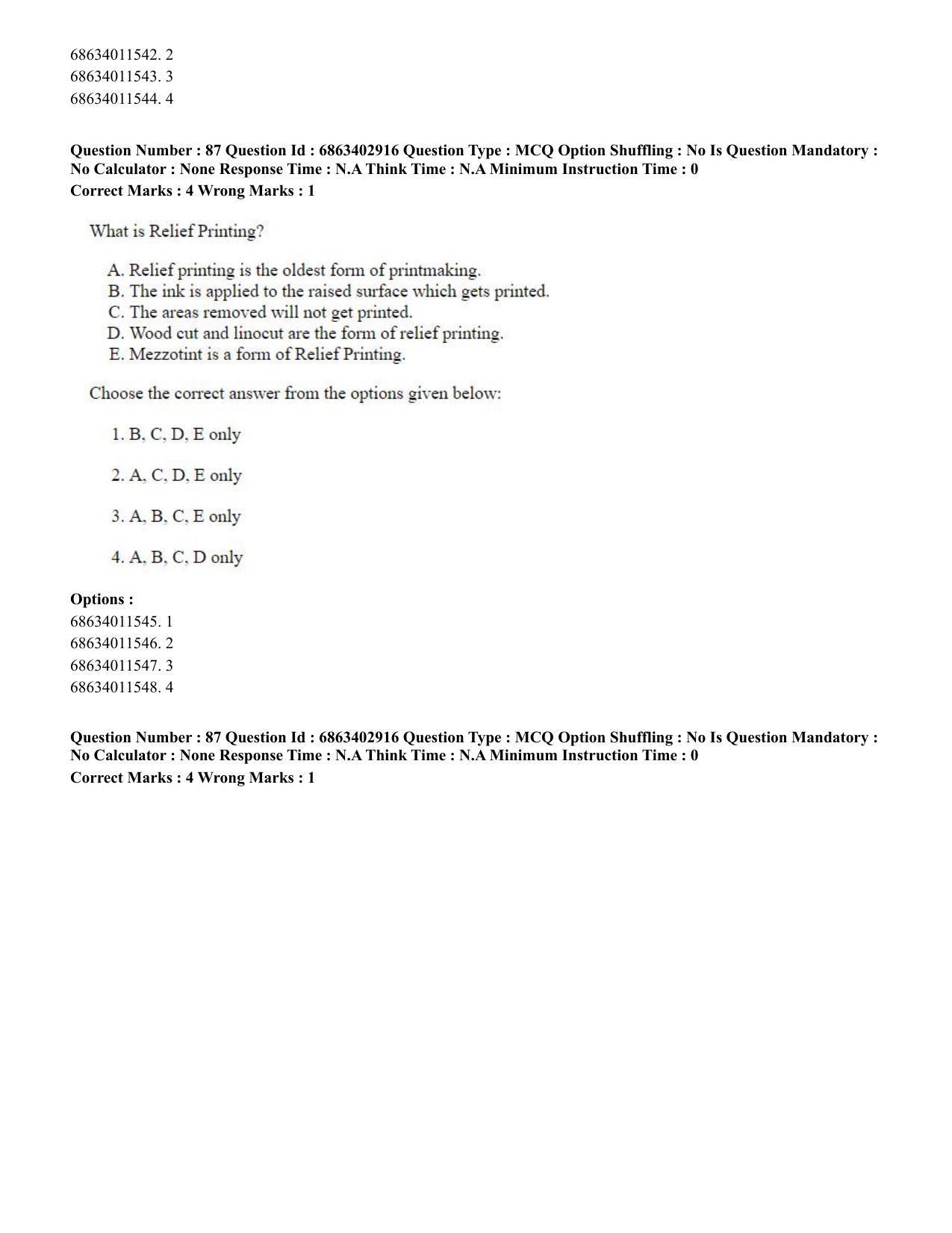 CUET PG 2023: HUQP15 – Painting (Hindi) - Shift 2 (5-06-2023) Question Paper - Page 83