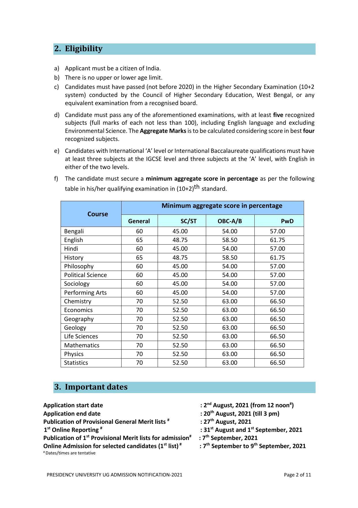 Presidency University, Kolkata UG- Prospectus 2021-22 - Page 2