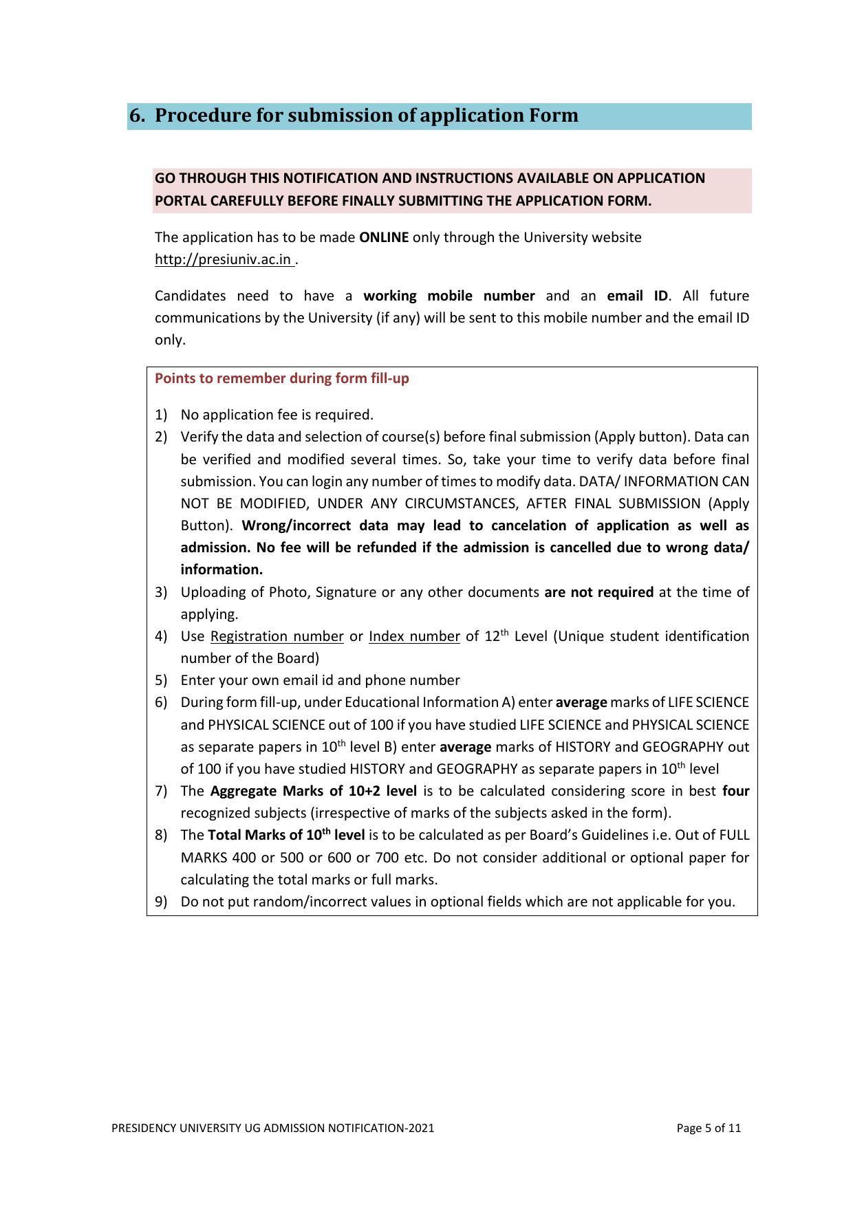 Presidency University, Kolkata UG- Prospectus 2021-22 - Page 5