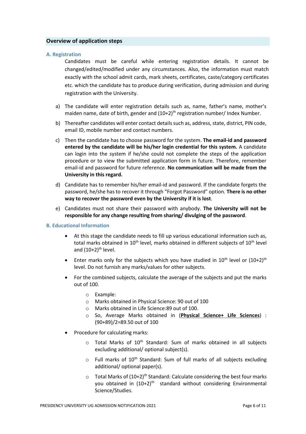 Presidency University, Kolkata UG- Prospectus 2021-22 - Page 6