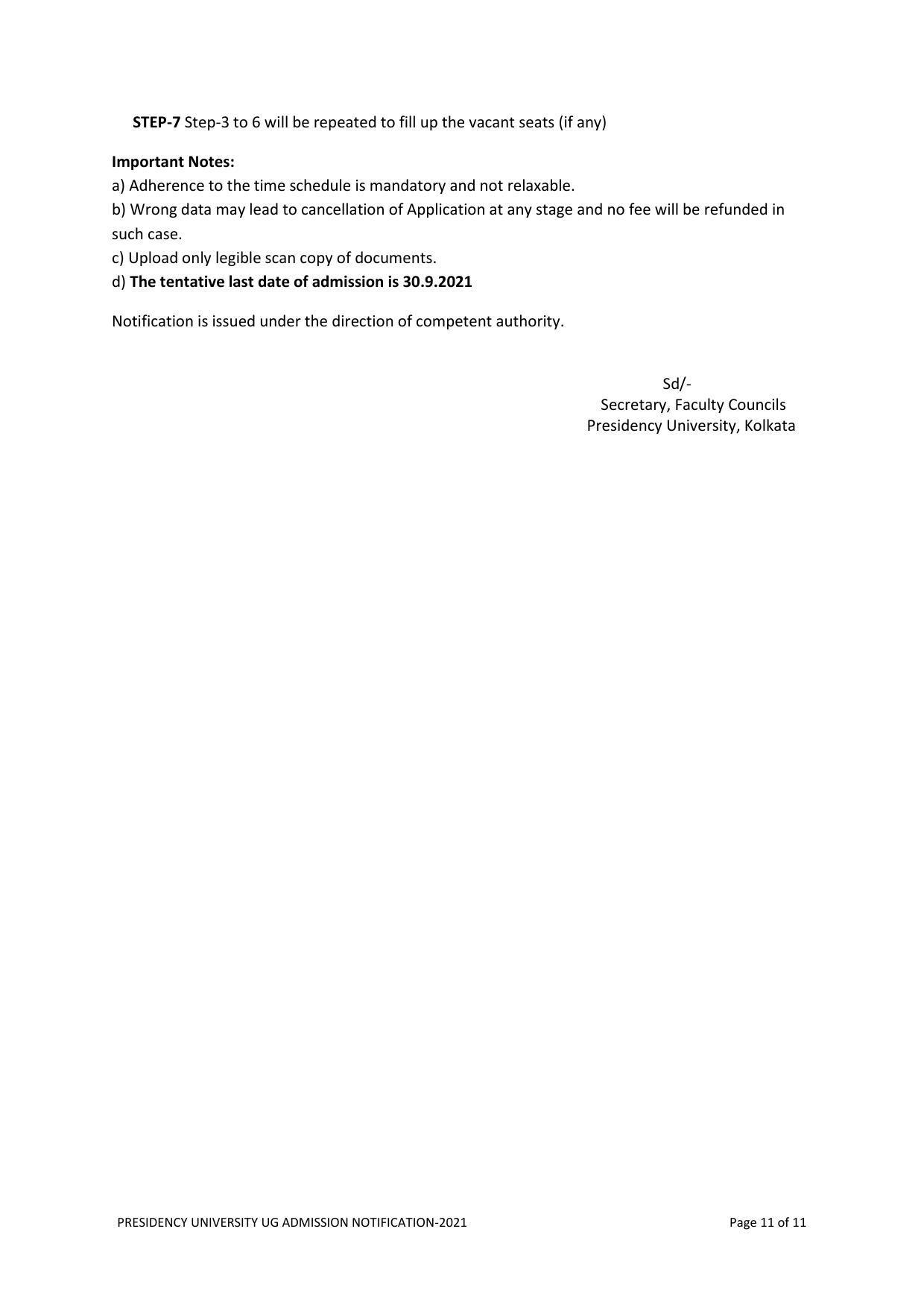 Presidency University, Kolkata UG- Prospectus 2021-22 - Page 11