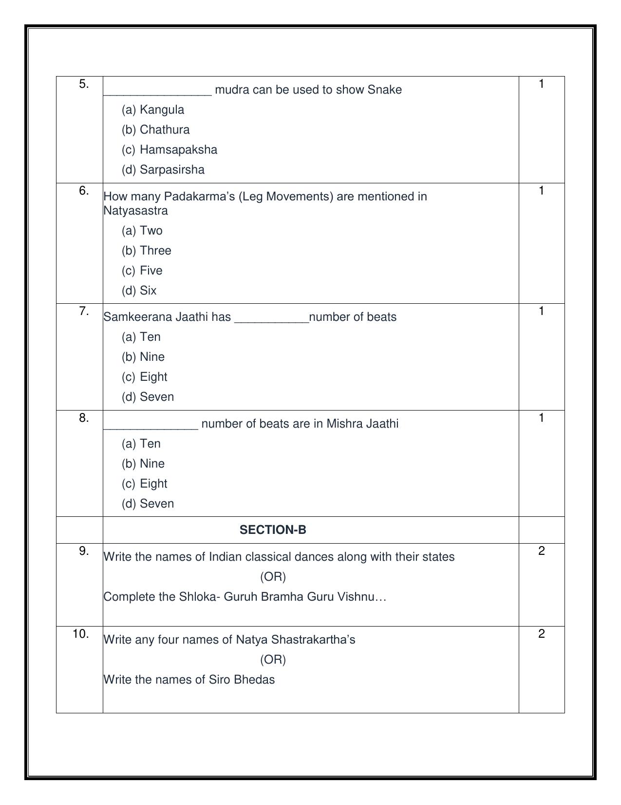 CBSE Class 12 Kuchipudi Sample Question Paper 2024-25 - Page 2