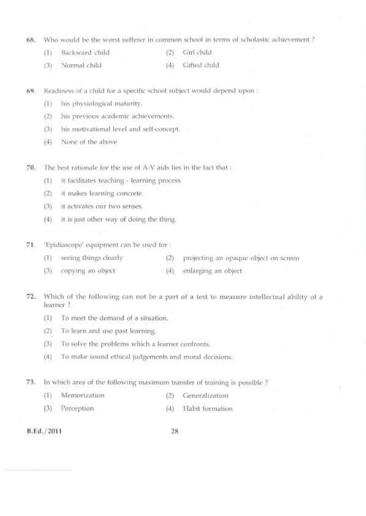 IGNOU B.Ed 2011 Question Paper - Page 27