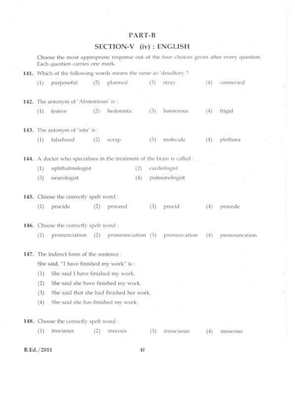 IGNOU B.Ed 2011 Question Paper - Page 47