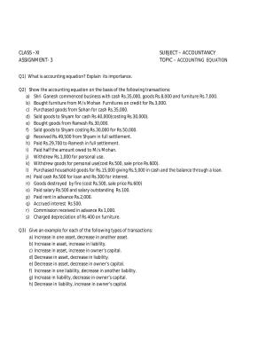 CBSE Worksheets for Class 11 Accountancy Assignment 7