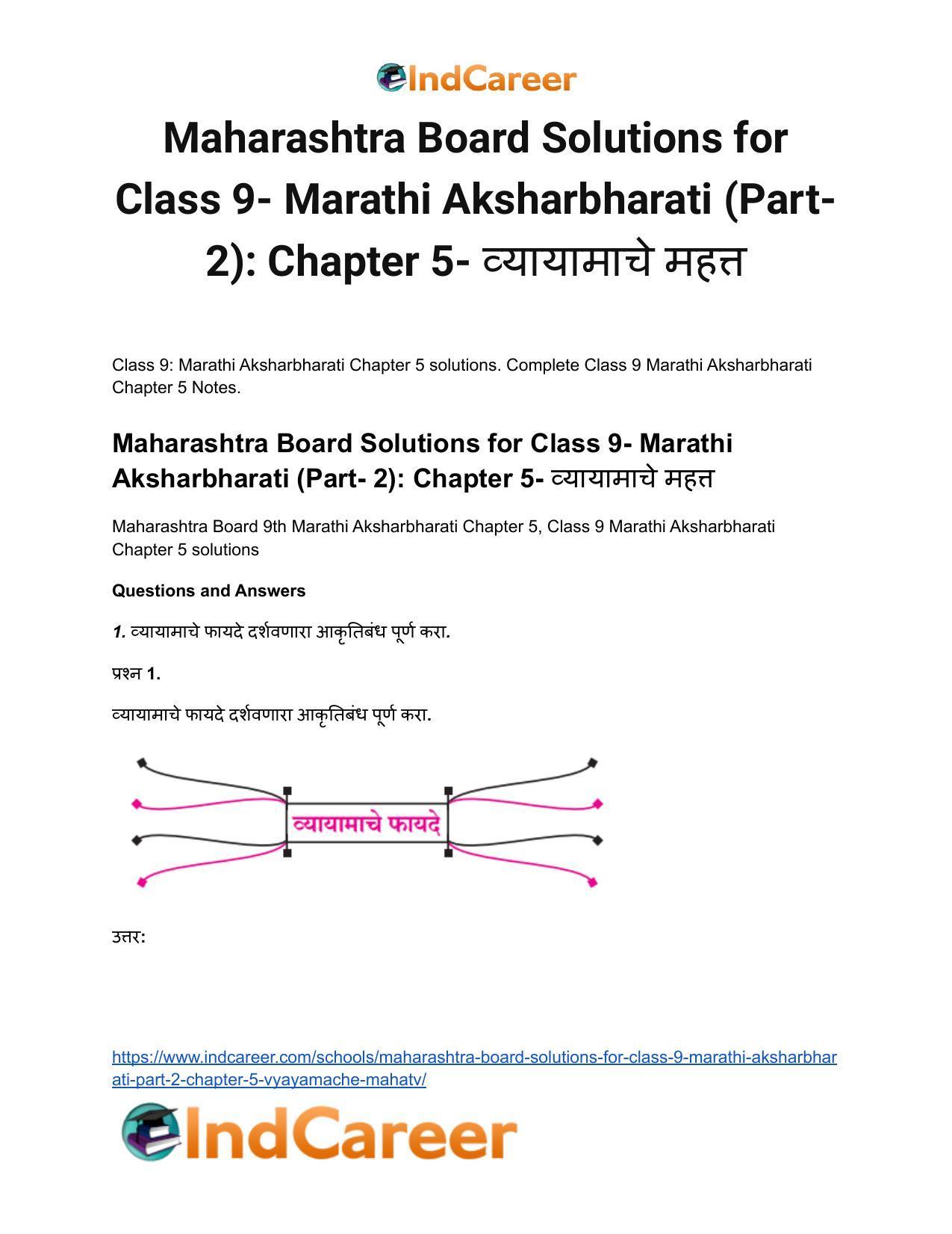 Maharashtra Board Solutions for Class 9- Marathi Aksharbharati (Part- 2): Chapter 5- व्यायामाचे महत्त - Page 2