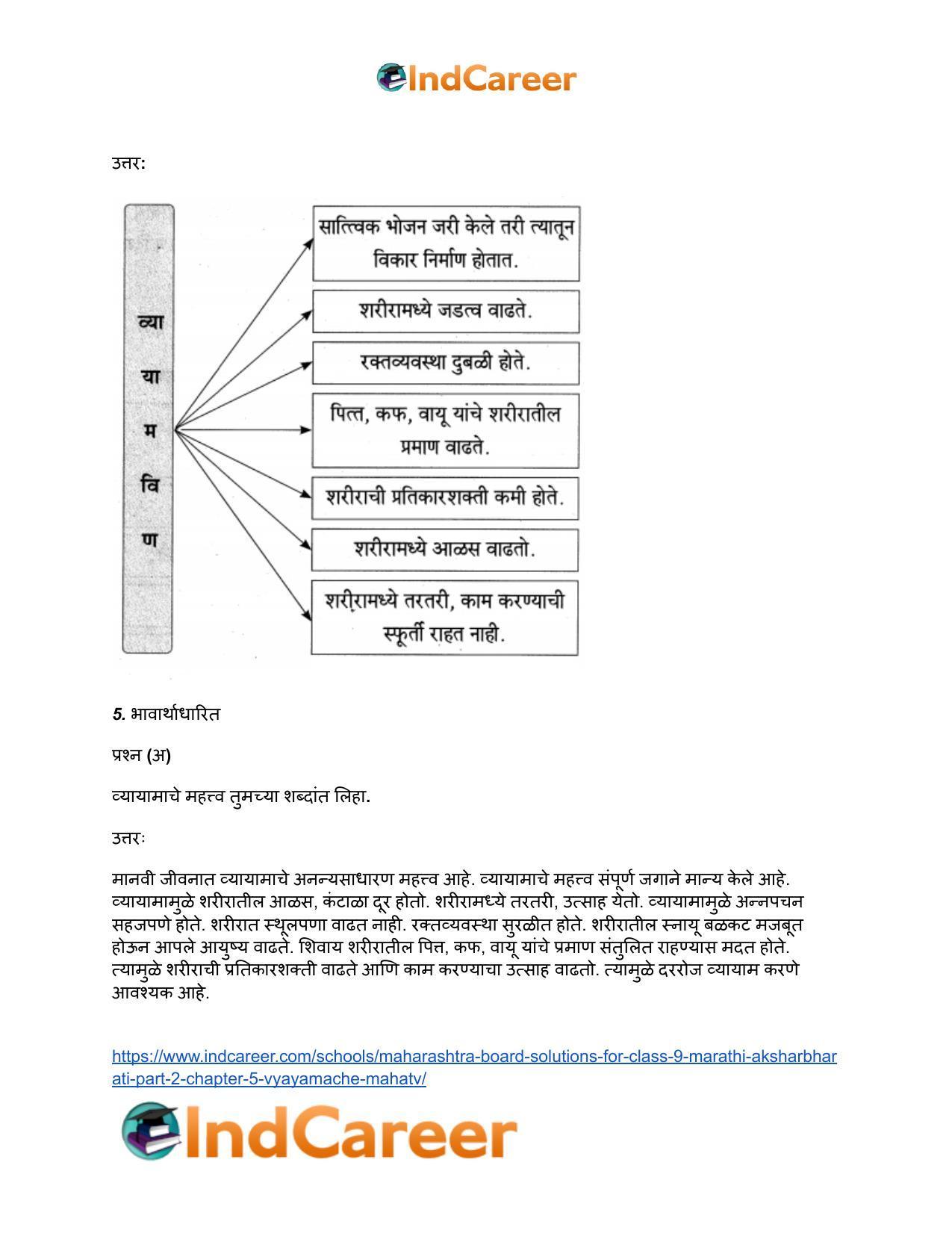 Maharashtra Board Solutions for Class 9- Marathi Aksharbharati (Part- 2): Chapter 5- व्यायामाचे महत्त - Page 5