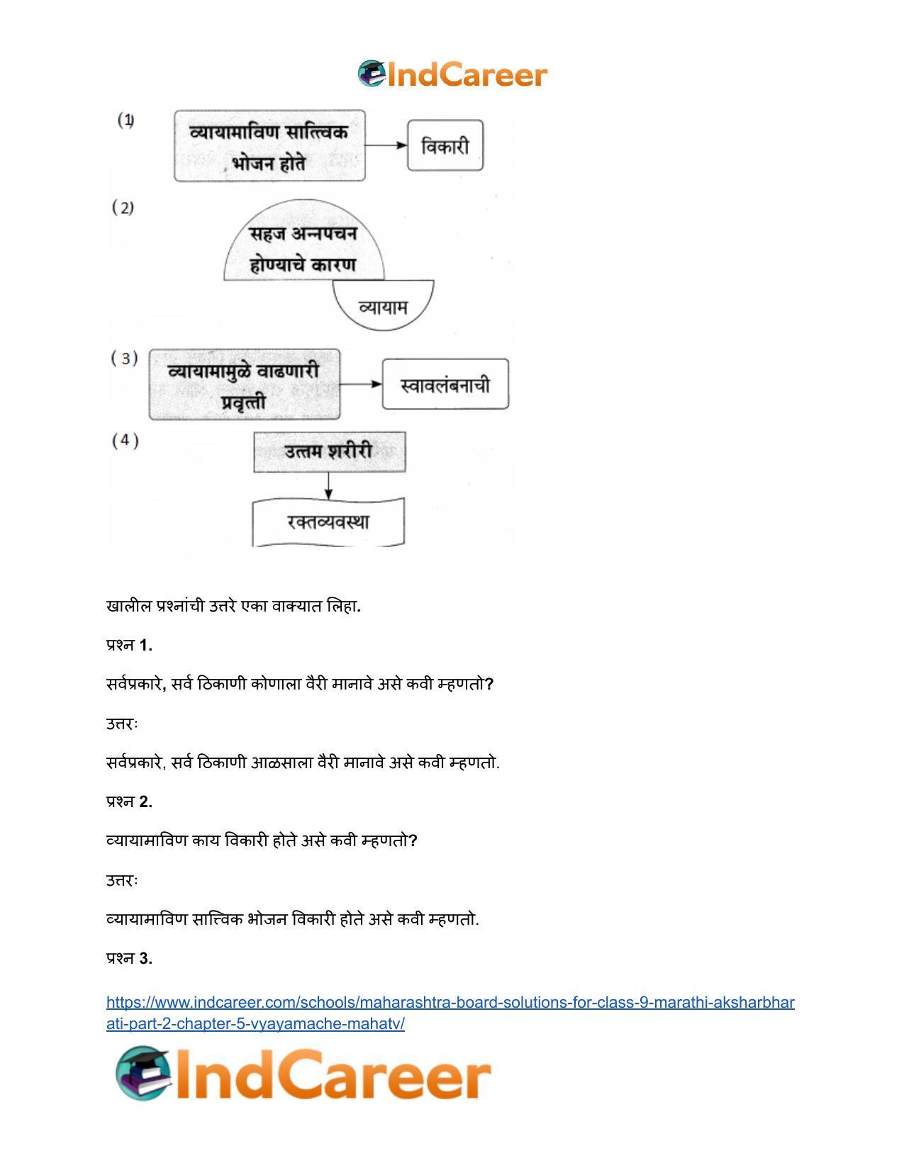 Maharashtra Board Solutions for Class 9- Marathi Aksharbharati (Part- 2): Chapter 5- व्यायामाचे महत्त - Page 9