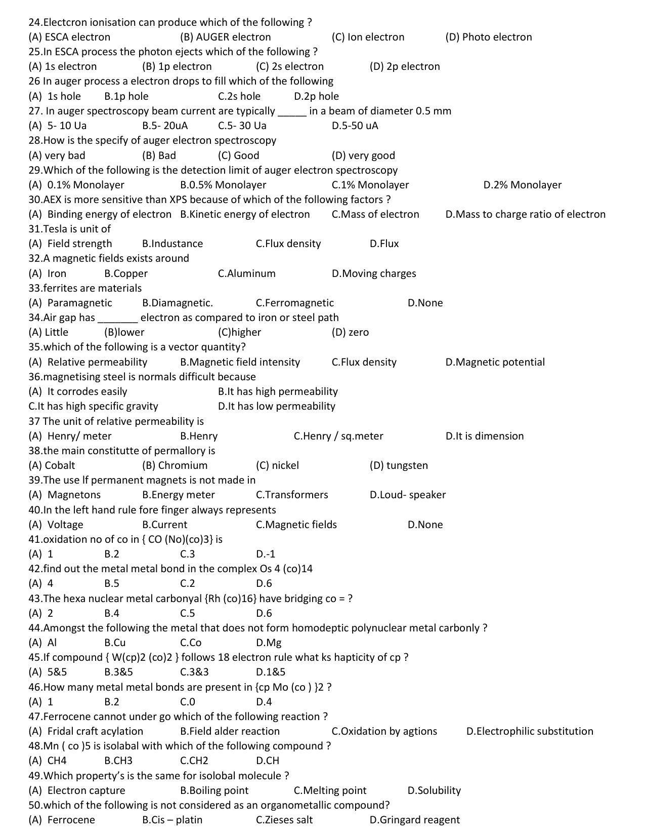 Hemchand North Gujarat University Sample Paper July-Sept 2021: M.sc sem – 3 CH N N – 601(I) Inorganic Chemistry Paper code:6005 (New Course ) - Page 2