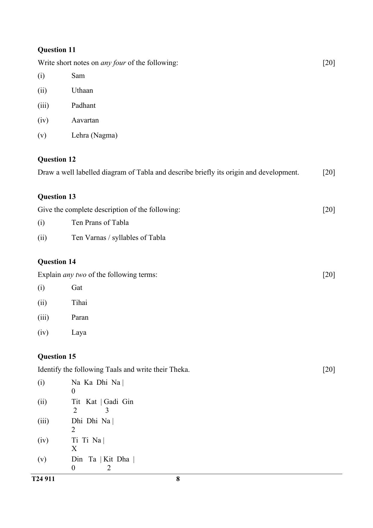 ICSE Class 10 Hindustani Music 2024 Question Paper - Page 8
