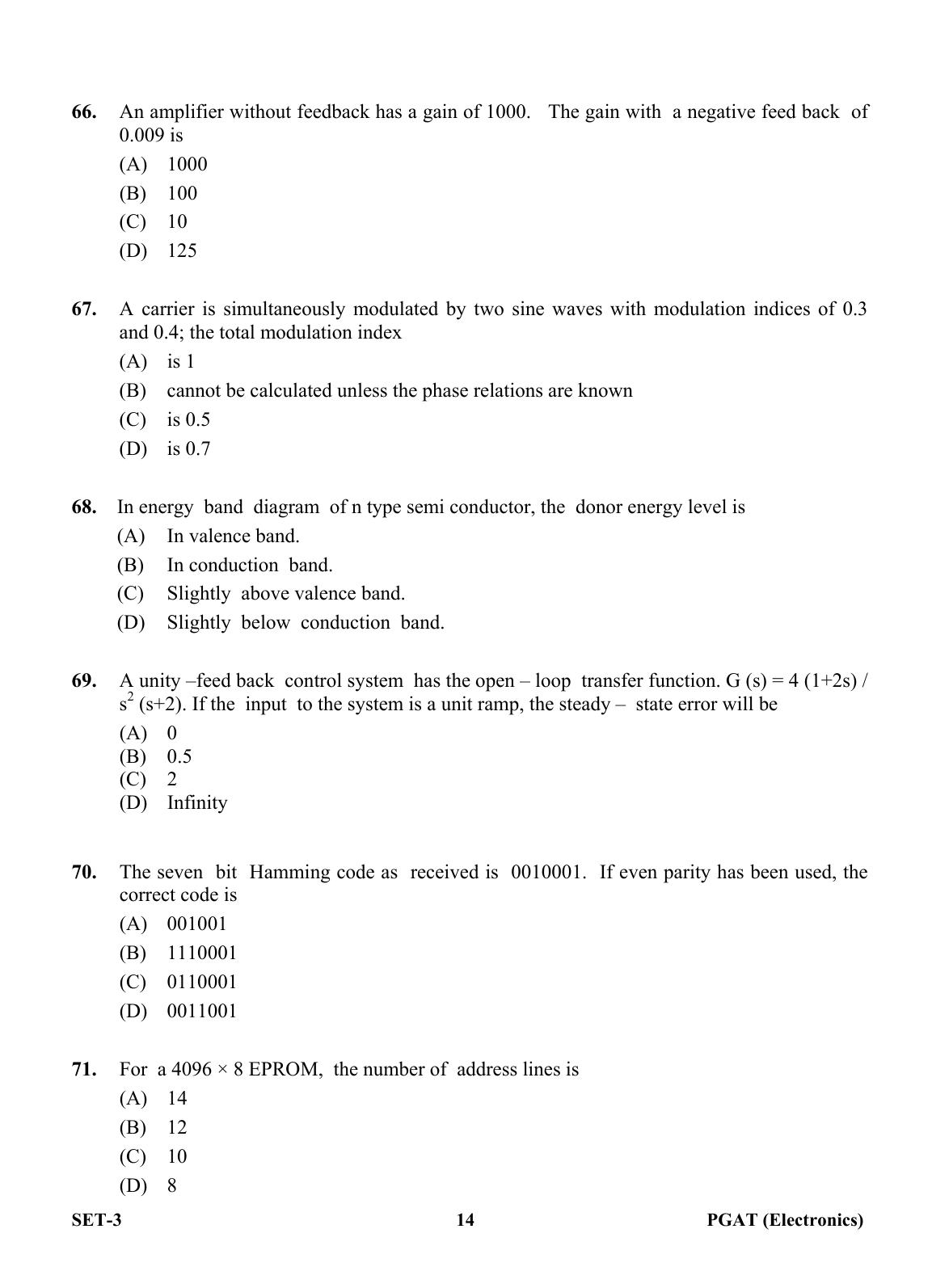 OJEE PGAT 2013 Electronics Set 3 Question Paper - Page 13