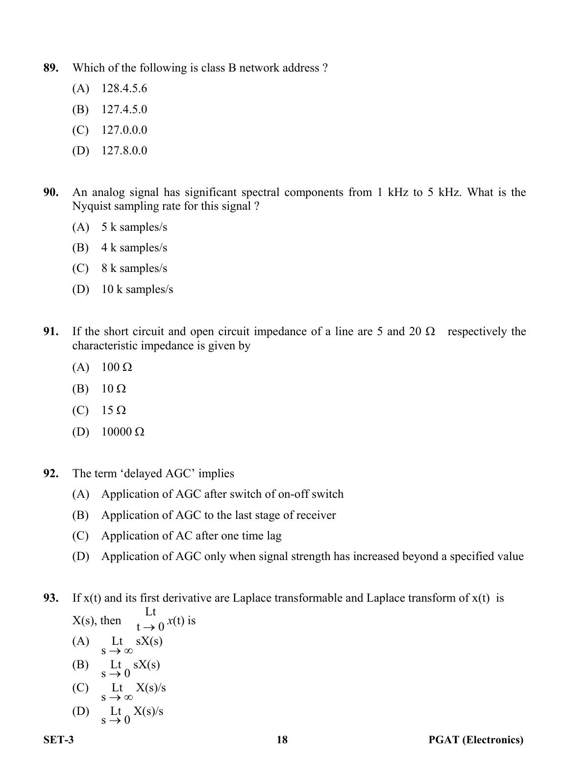 OJEE PGAT 2013 Electronics Set 3 Question Paper - Page 17
