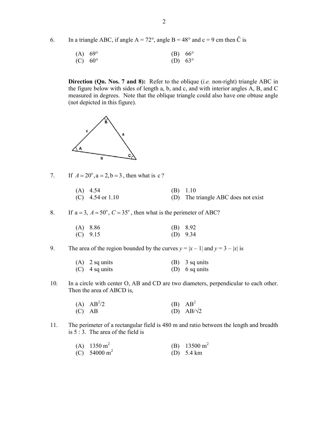 CUSAT CAT 2017 MCA Regular Question Paper - Page 2