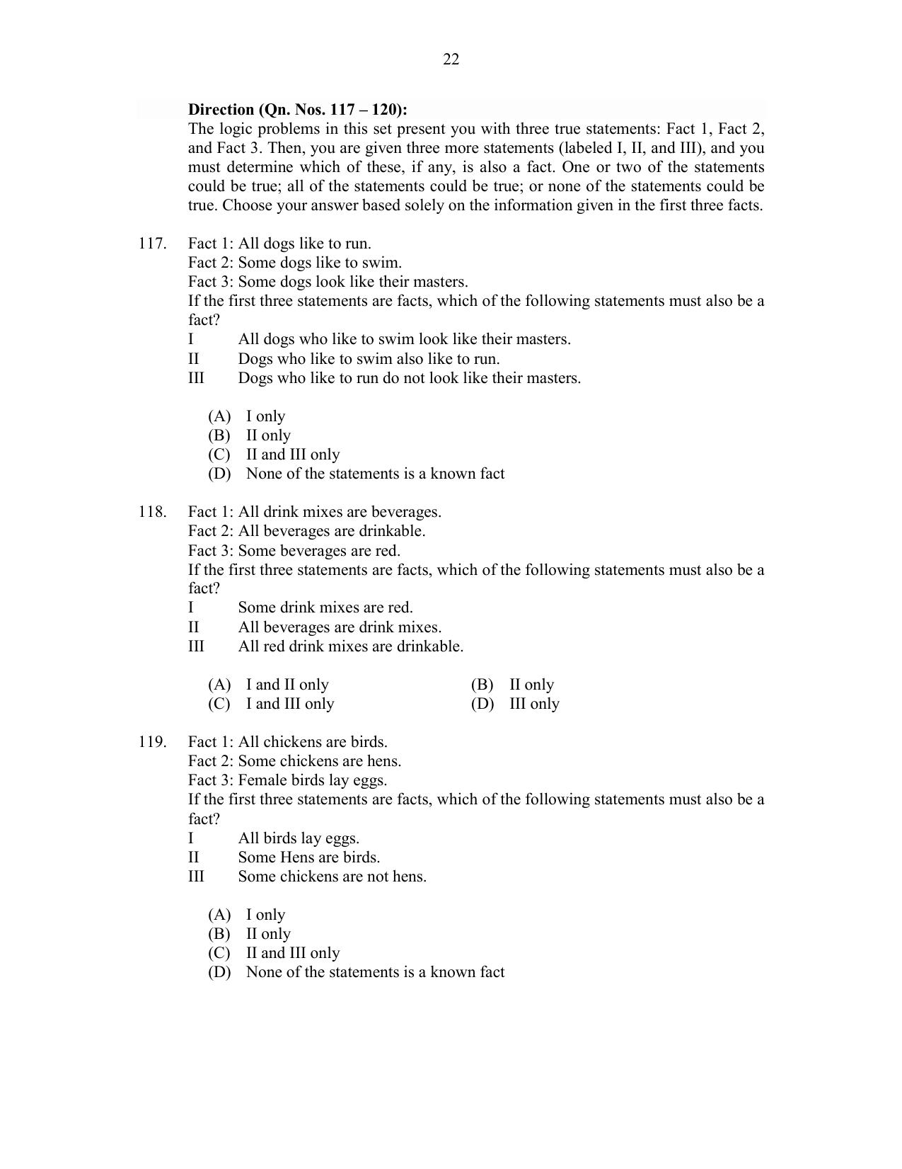 CUSAT CAT 2017 MCA Regular Question Paper - Page 22
