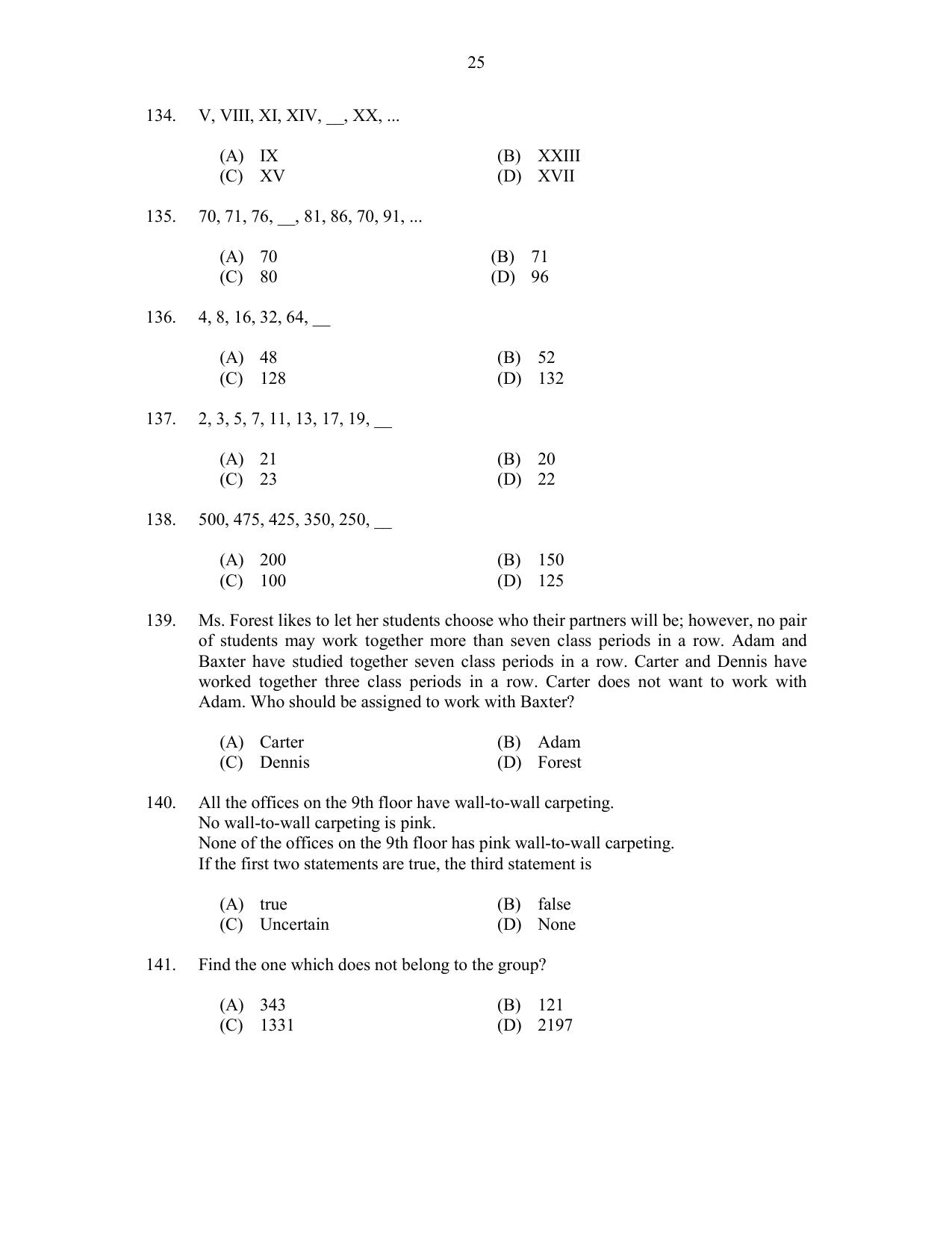 CUSAT CAT 2017 MCA Regular Question Paper - Page 25