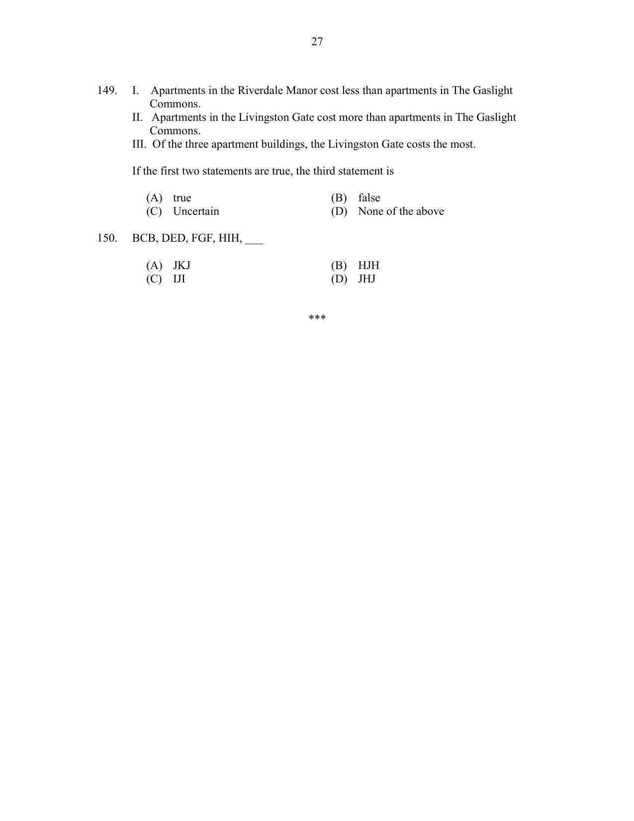 CUSAT CAT 2017 MCA Regular Question Paper - Page 27