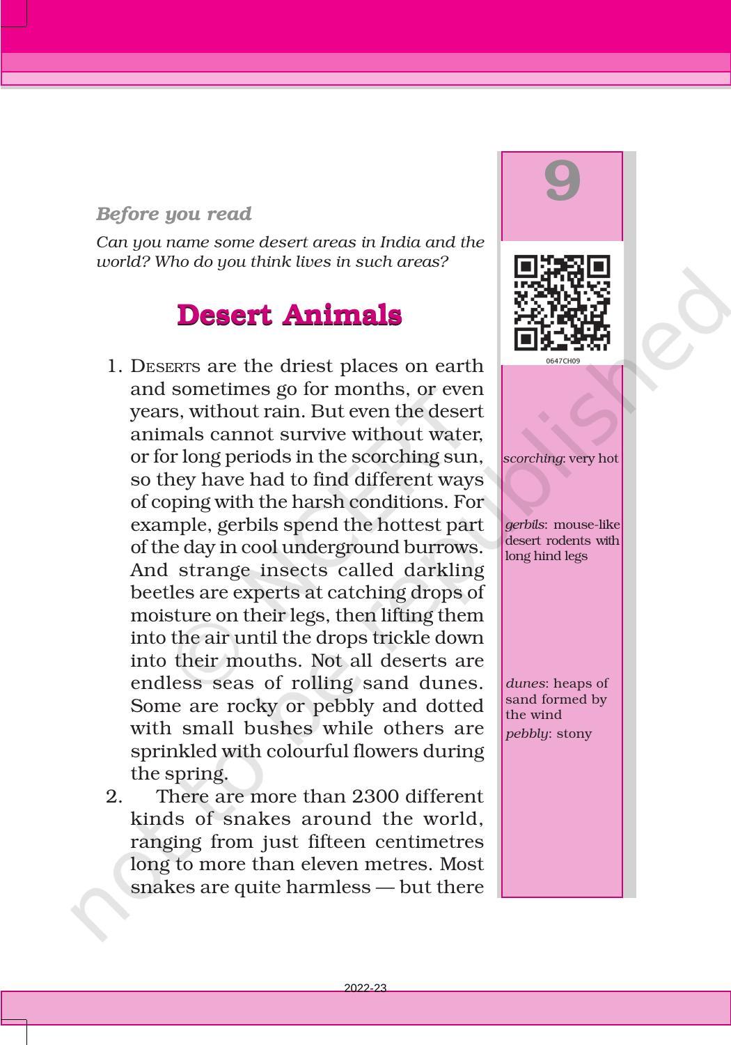 NCERT Book for Class 6 English(Honeysuckle) : Chapter 9-Desert Animals -  IndCareer Docs