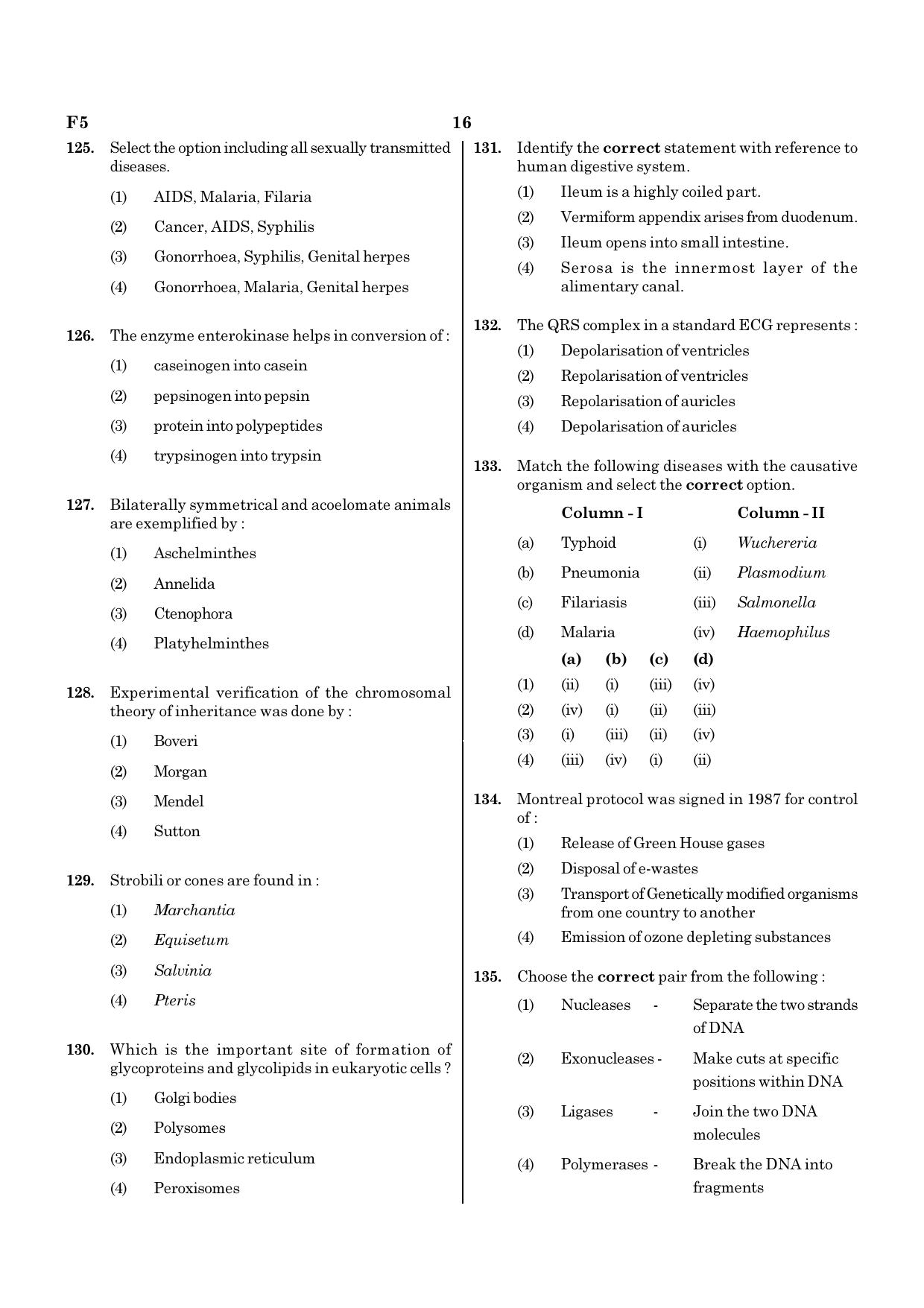 NEET F5 2020 Question Paper - Page 16