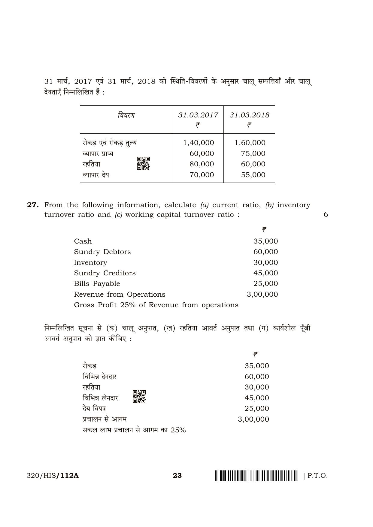 NIOS April 2018 Class 12 Accountancy Question Paper - Page 23