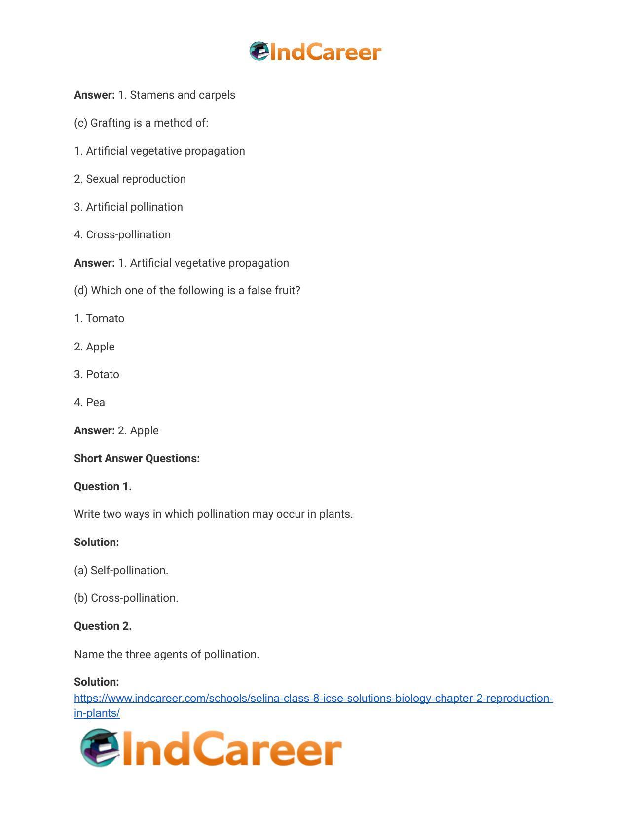 Selina Class 8 ICSE Solutions Biology : Chapter 2- Reproduction in Plants - Page 3