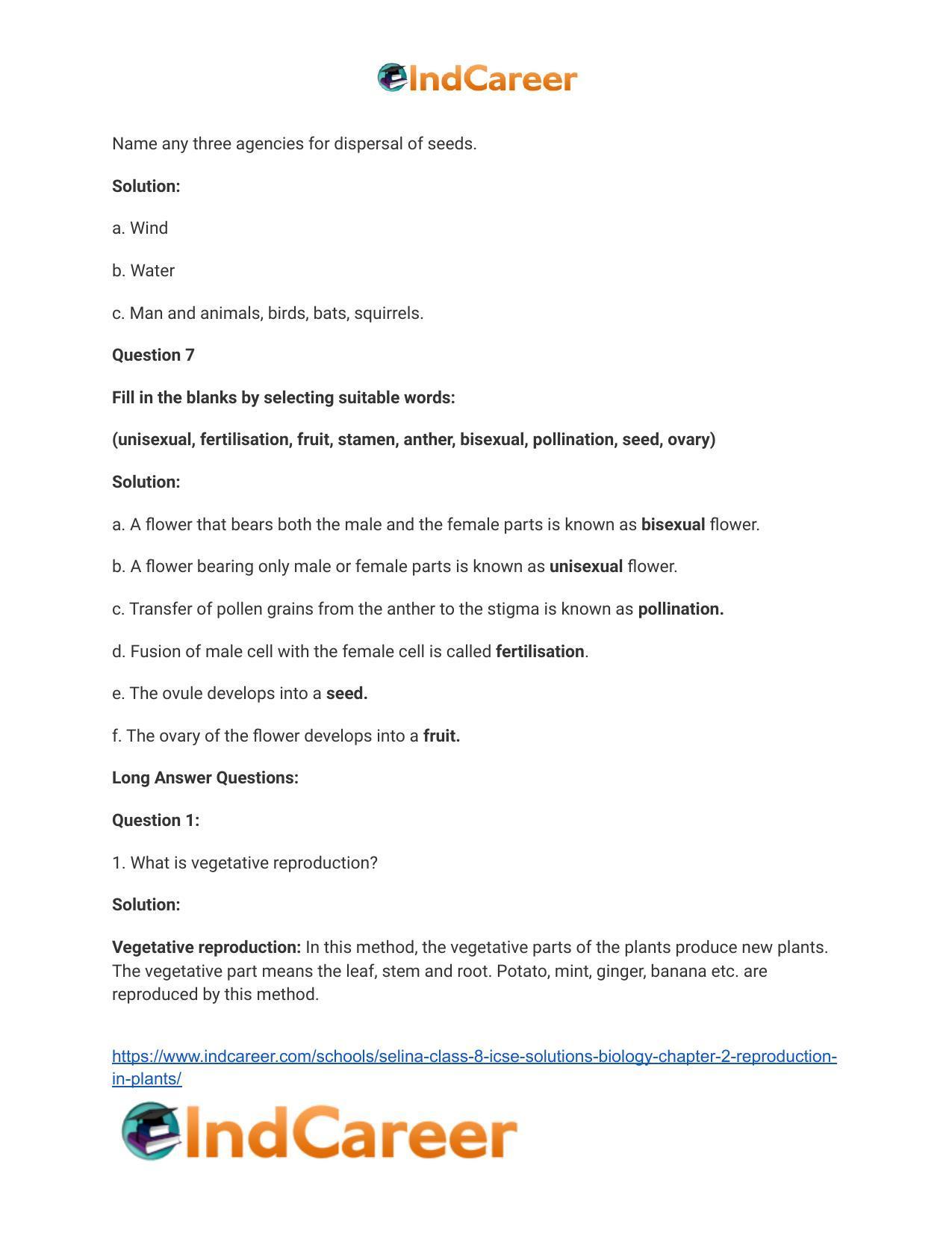 Selina Class 8 ICSE Solutions Biology : Chapter 2- Reproduction in Plants - Page 5