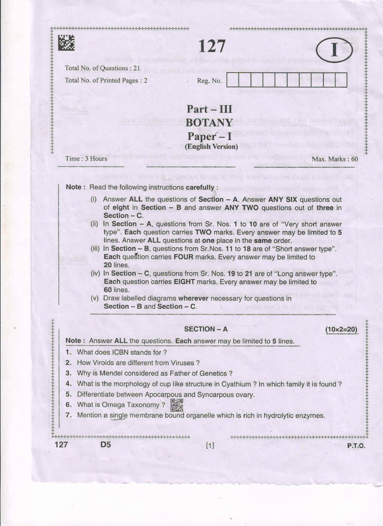 AP Inter 1st Year Botany-I(EM) Question Paper September-2021 - Page 3