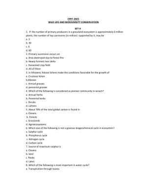 Odisha CPET WILDLIFE & BC SET II 2021 Question Paper