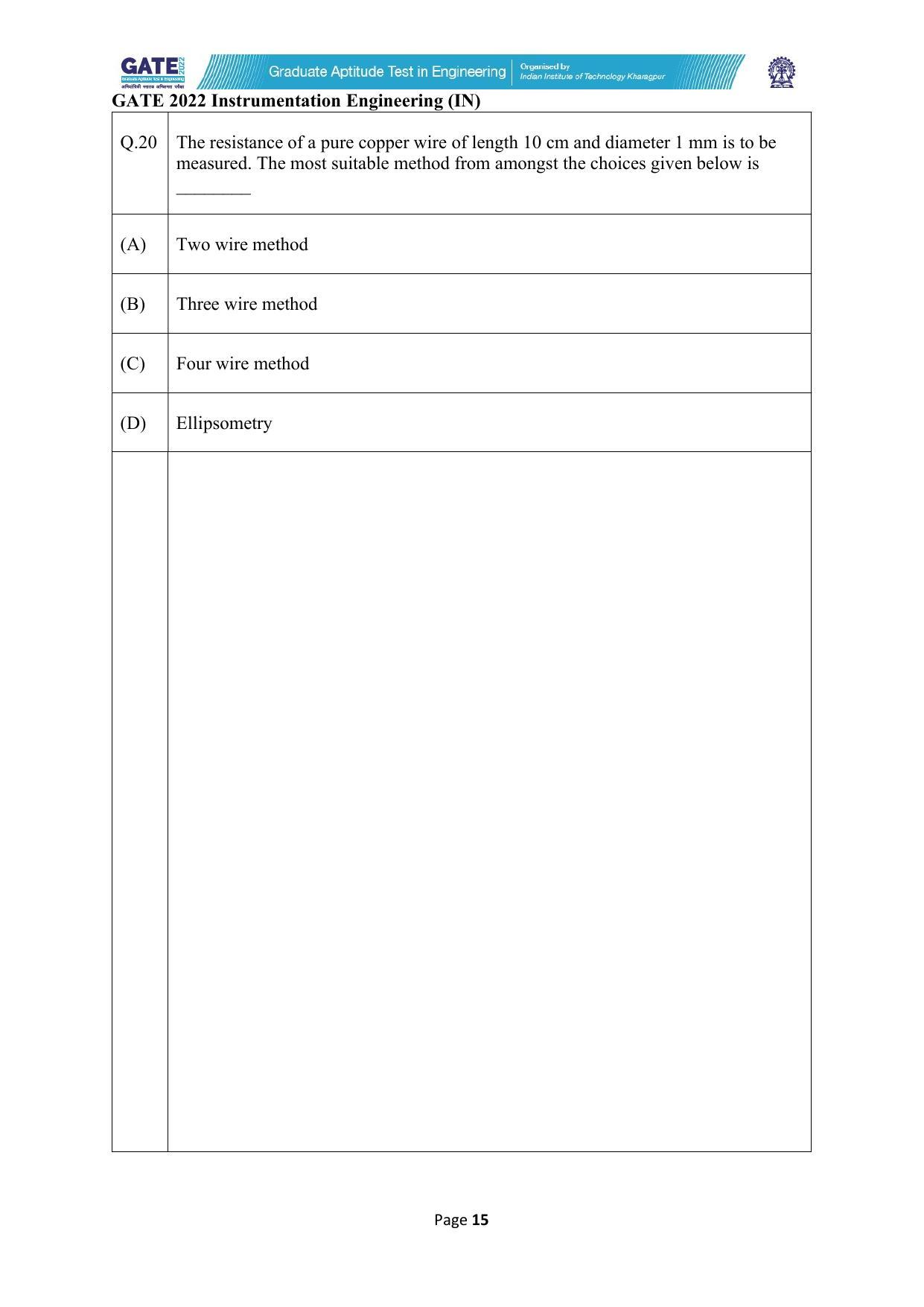 GATE 2022 Instrumentation Engineering (IN) Question Paper - Page 15