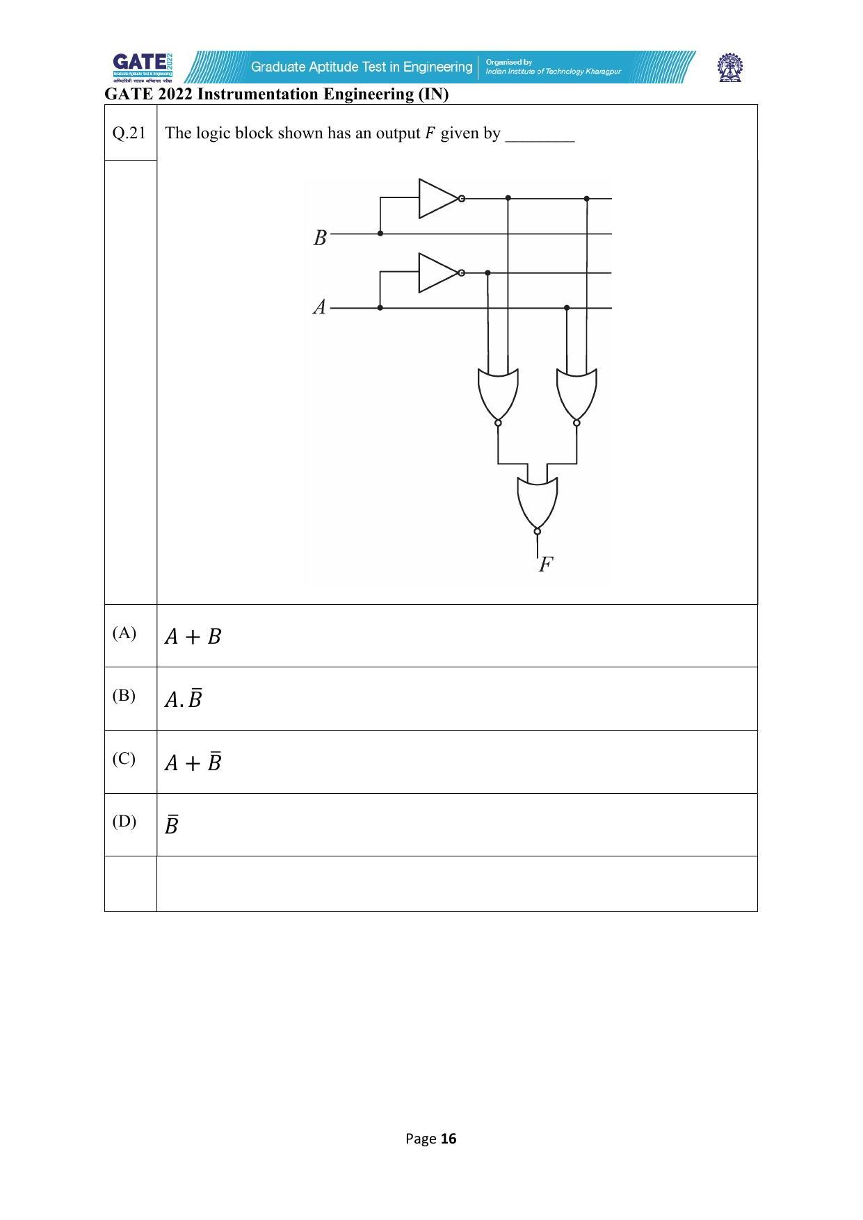 GATE 2022 Instrumentation Engineering (IN) Question Paper - Page 16