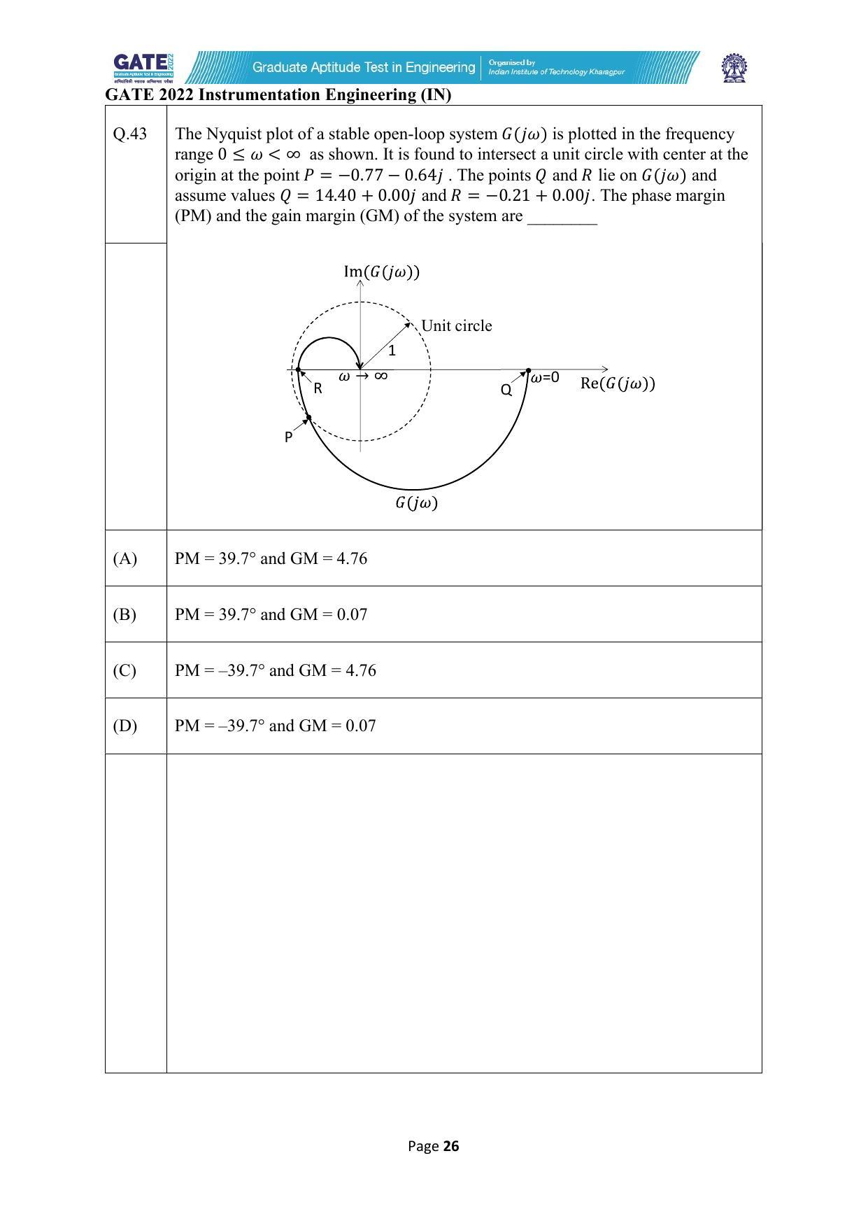 GATE 2022 Instrumentation Engineering (IN) Question Paper - Page 26