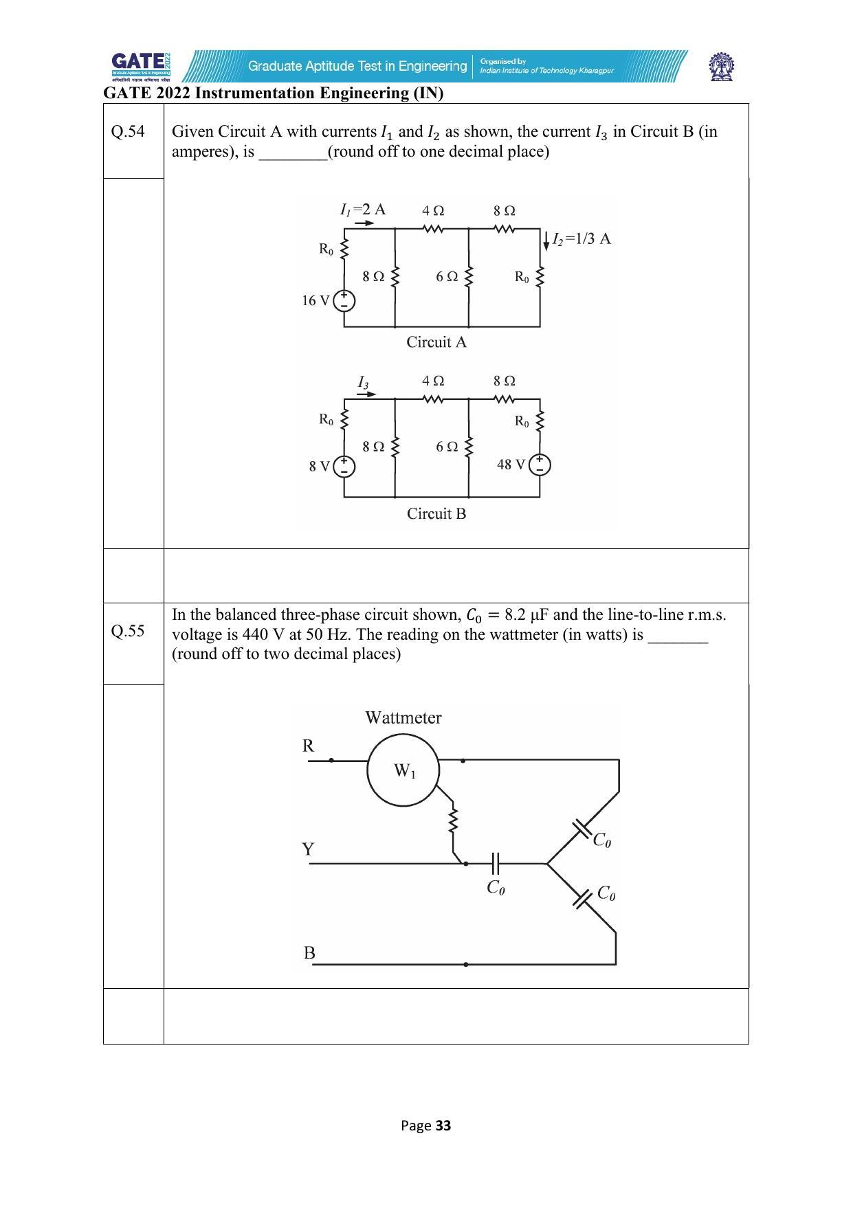 GATE 2022 Instrumentation Engineering (IN) Question Paper - Page 33