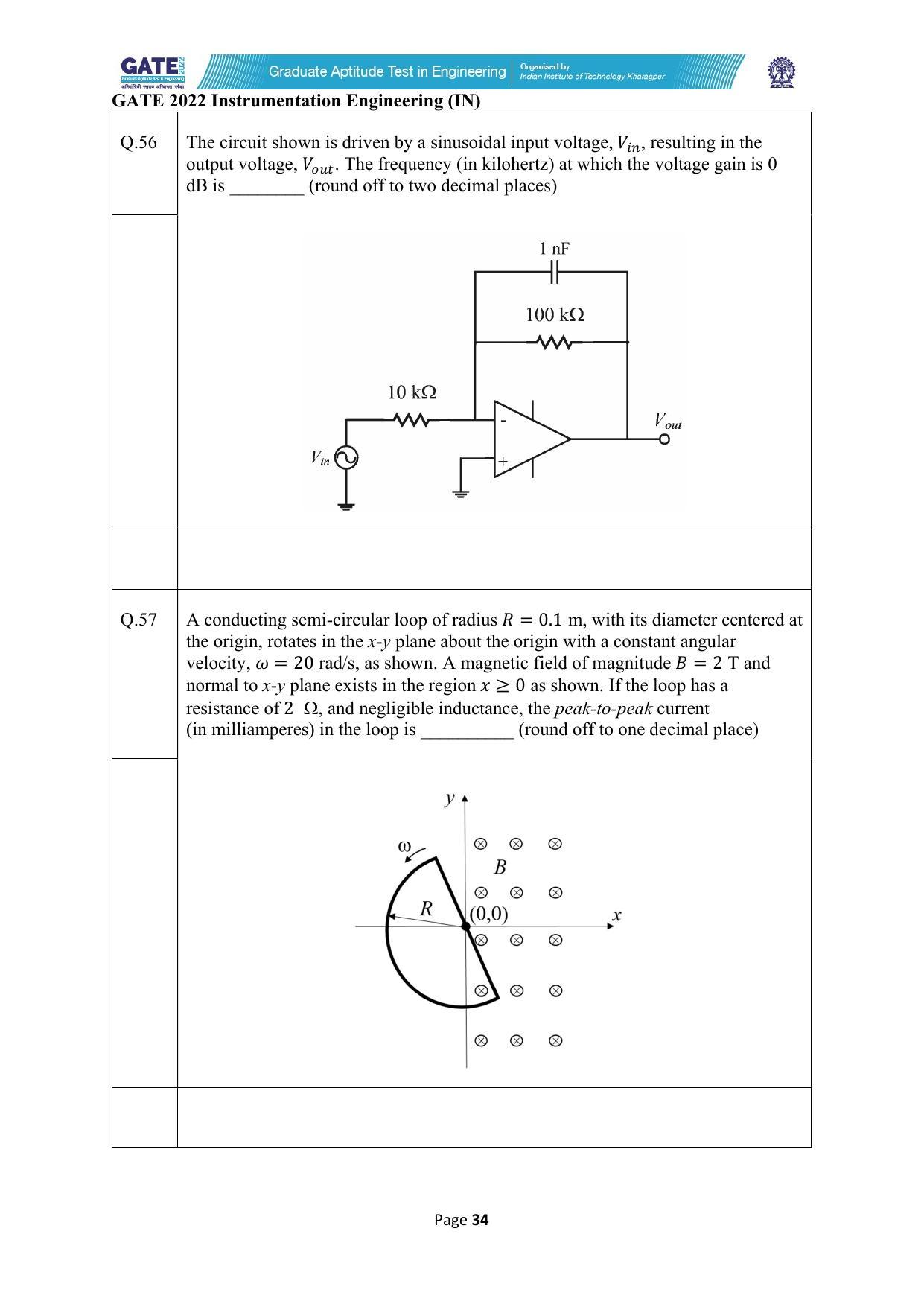 GATE 2022 Instrumentation Engineering (IN) Question Paper - Page 34