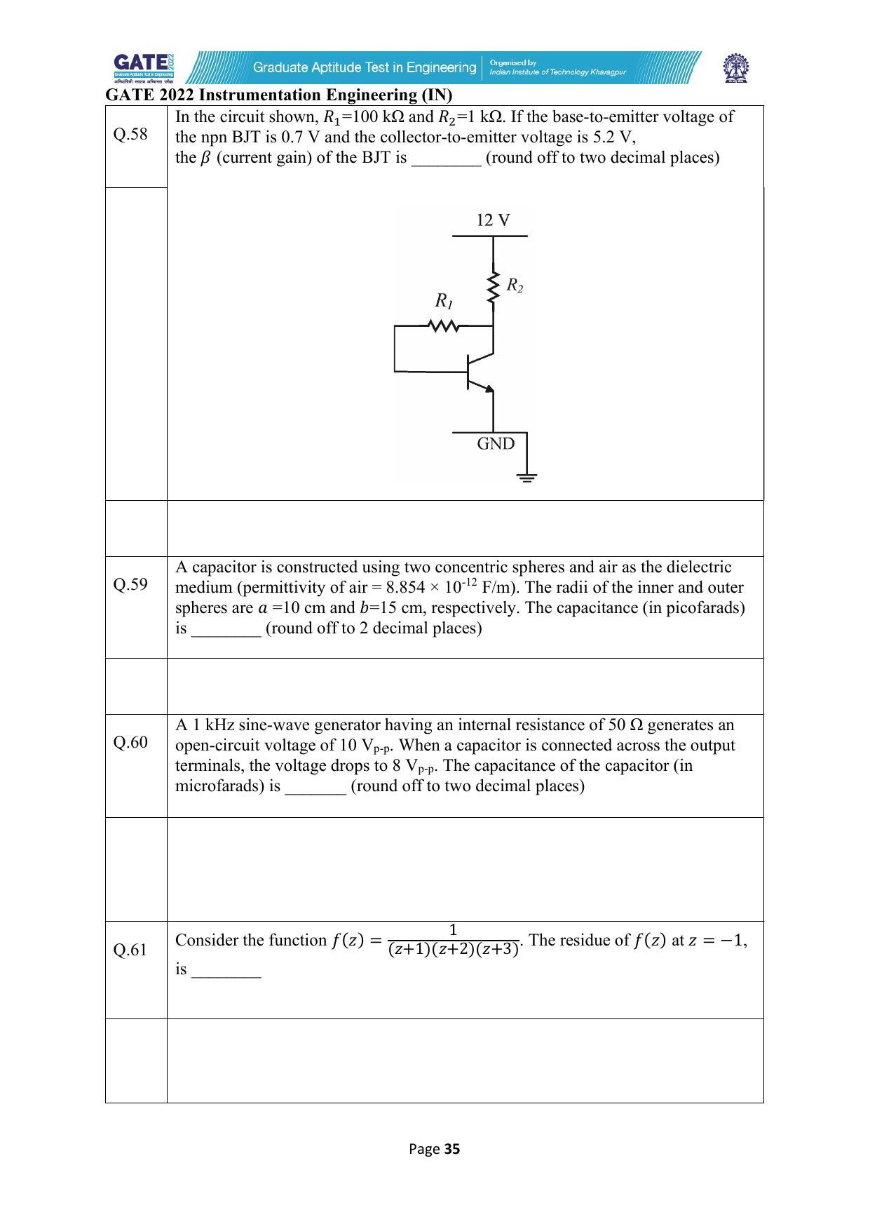 GATE 2022 Instrumentation Engineering (IN) Question Paper - Page 35