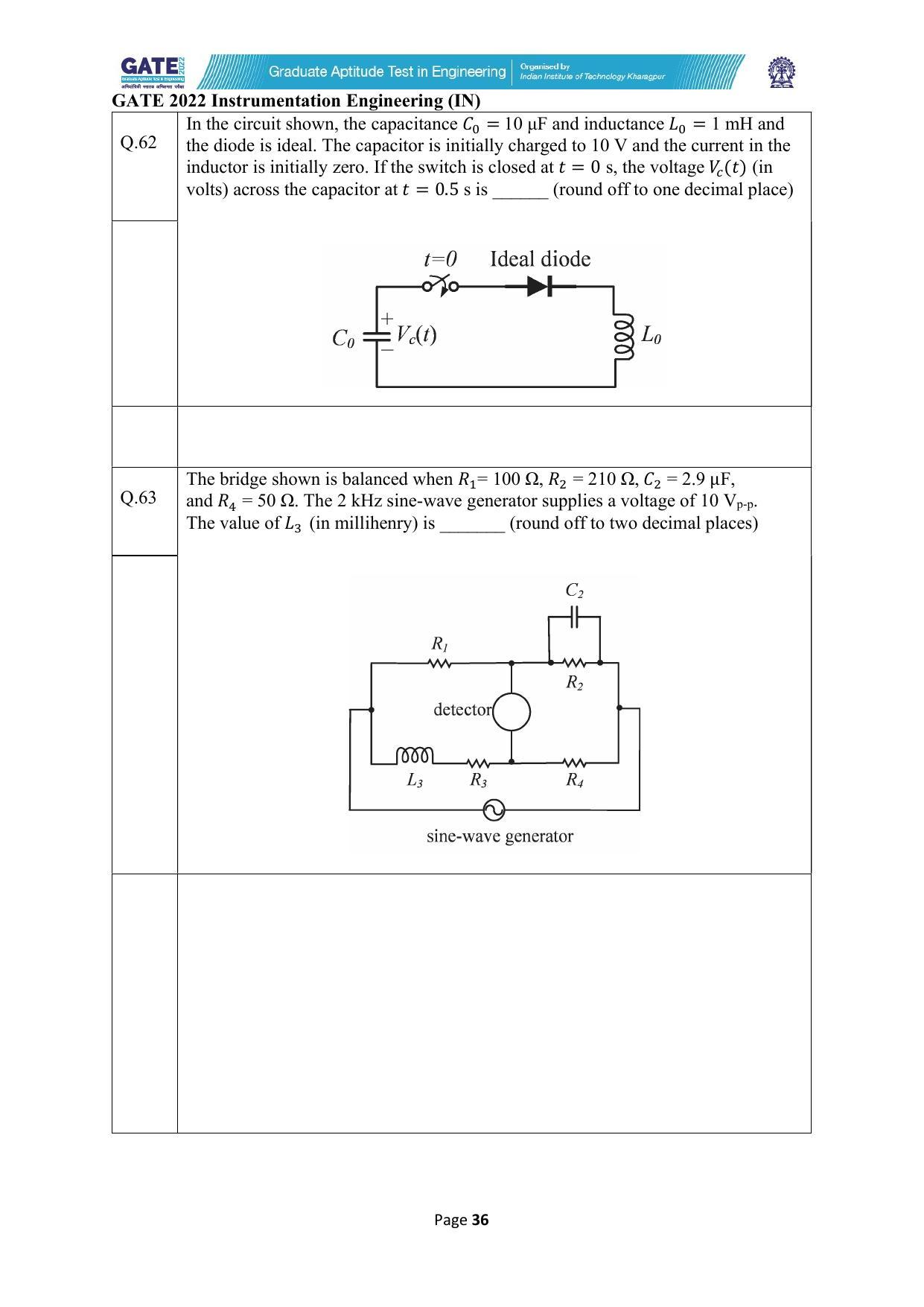GATE 2022 Instrumentation Engineering (IN) Question Paper - Page 36
