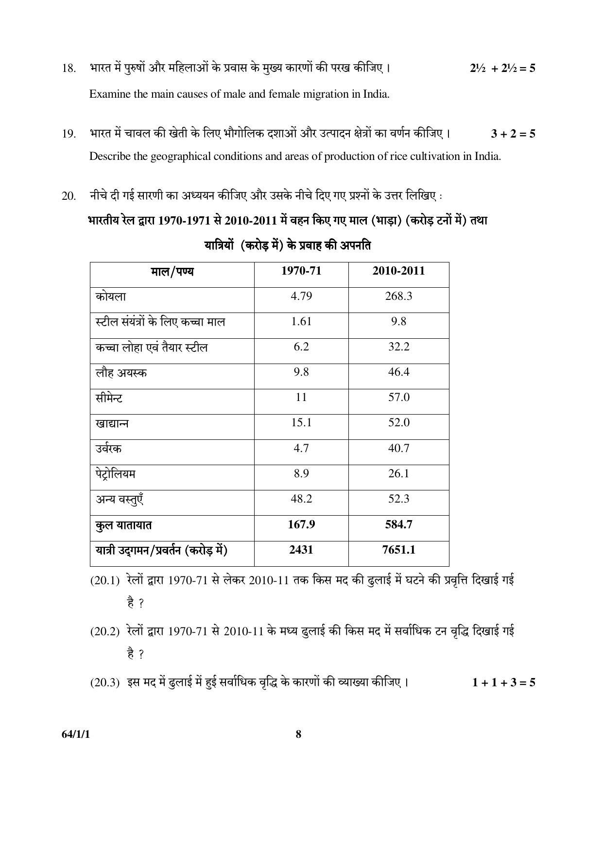 CBSE Class 12 64-1-1 (Geography) 2017-comptt Question Paper - Page 8