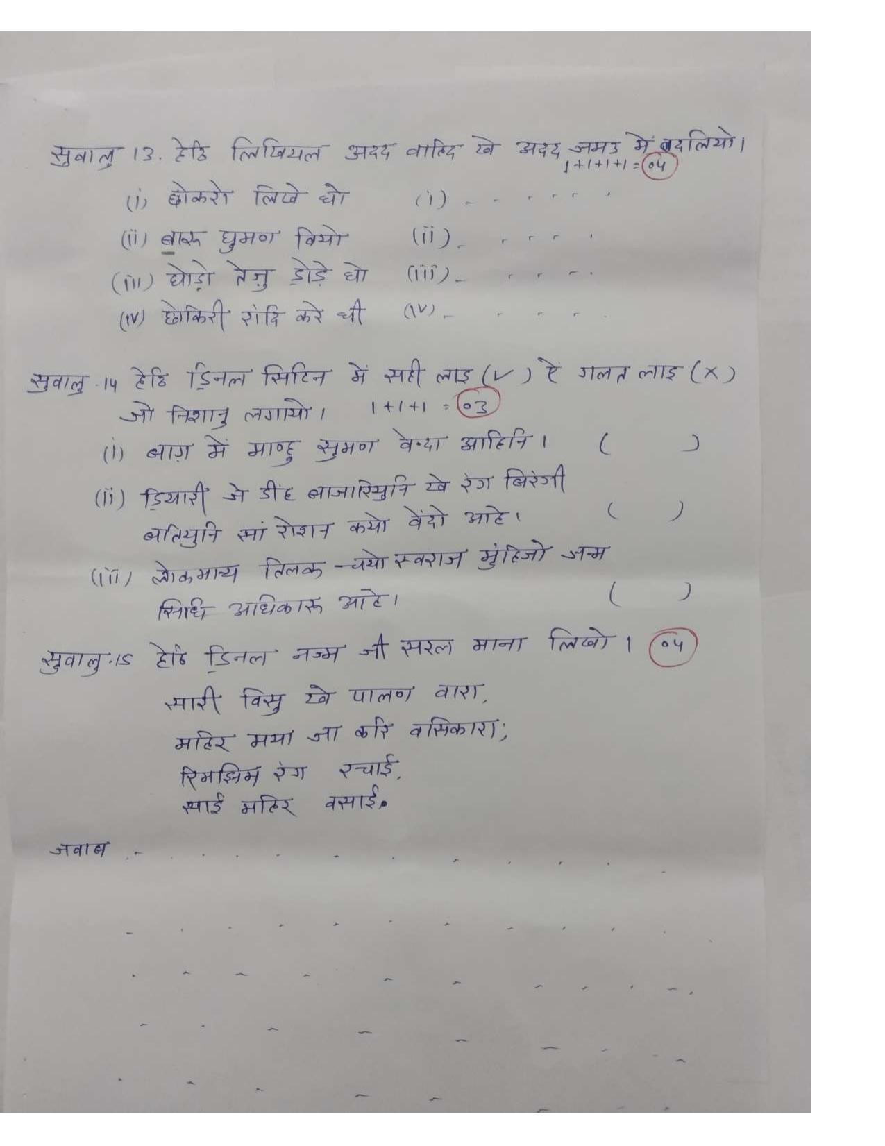 RBSE Class 5 Sample Paper Sindhi - Page 5