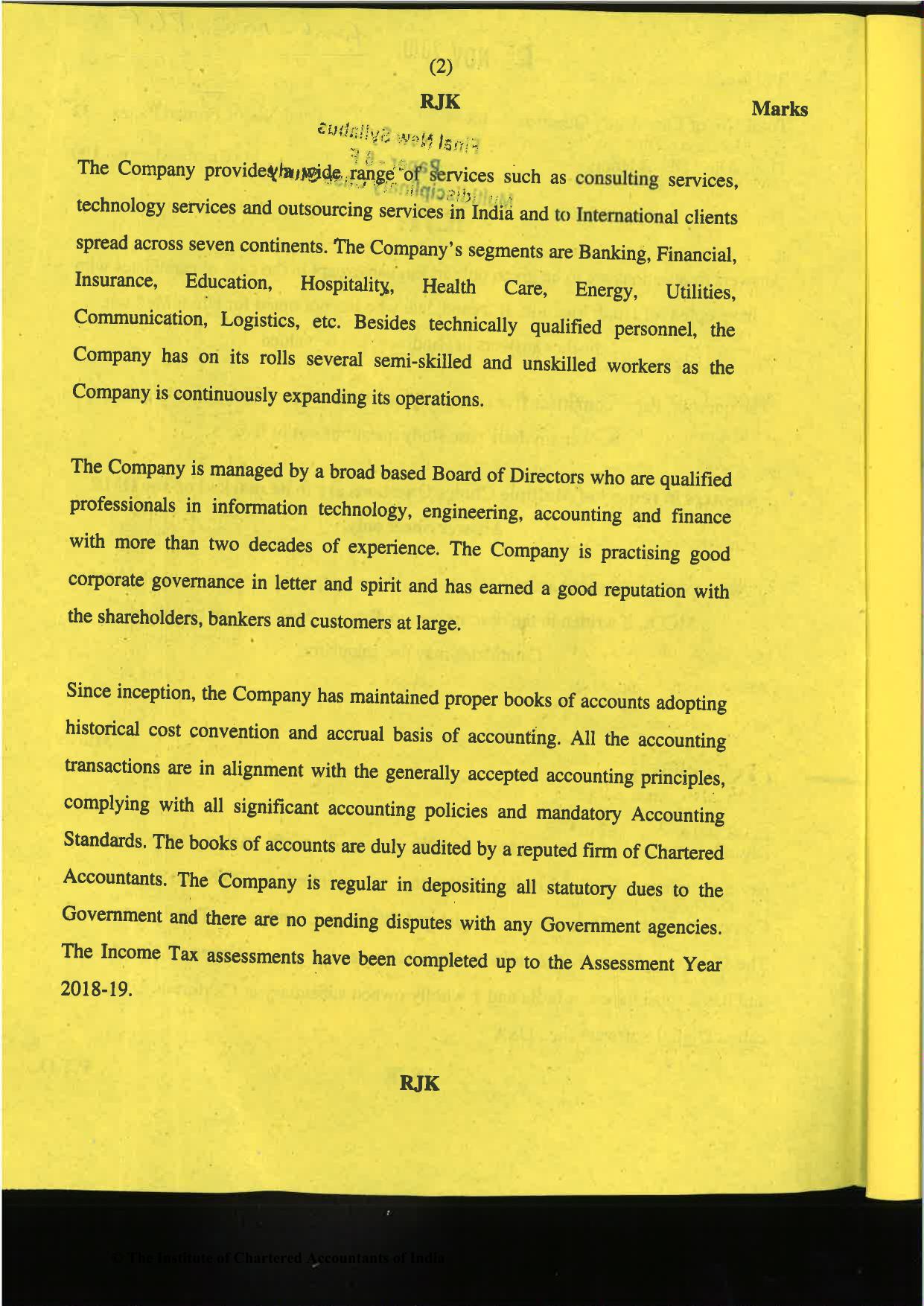 CA Final Nov 2019 Question Paper -Paper 6F – Multidisciplinary Case Study - Page 2