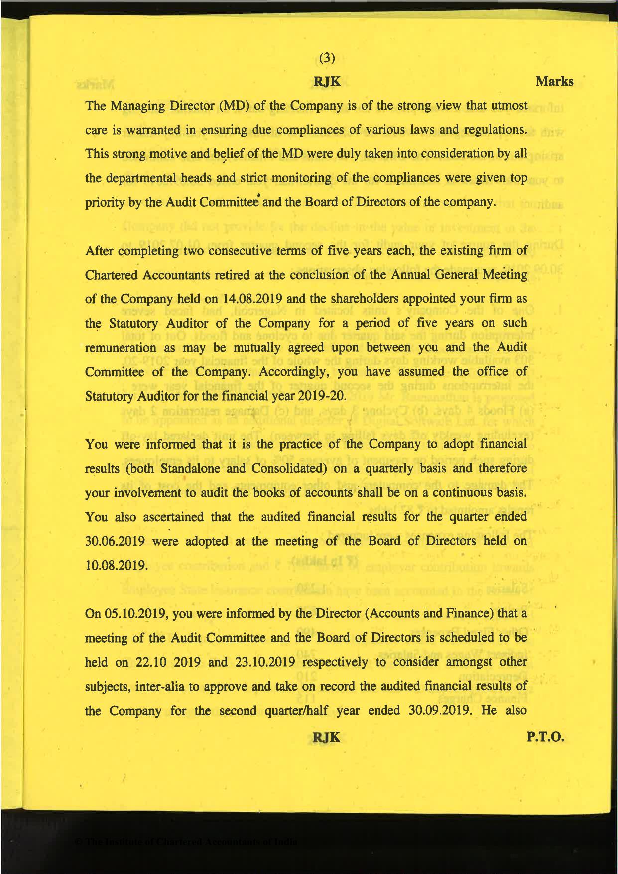 CA Final Nov 2019 Question Paper -Paper 6F – Multidisciplinary Case Study - Page 3