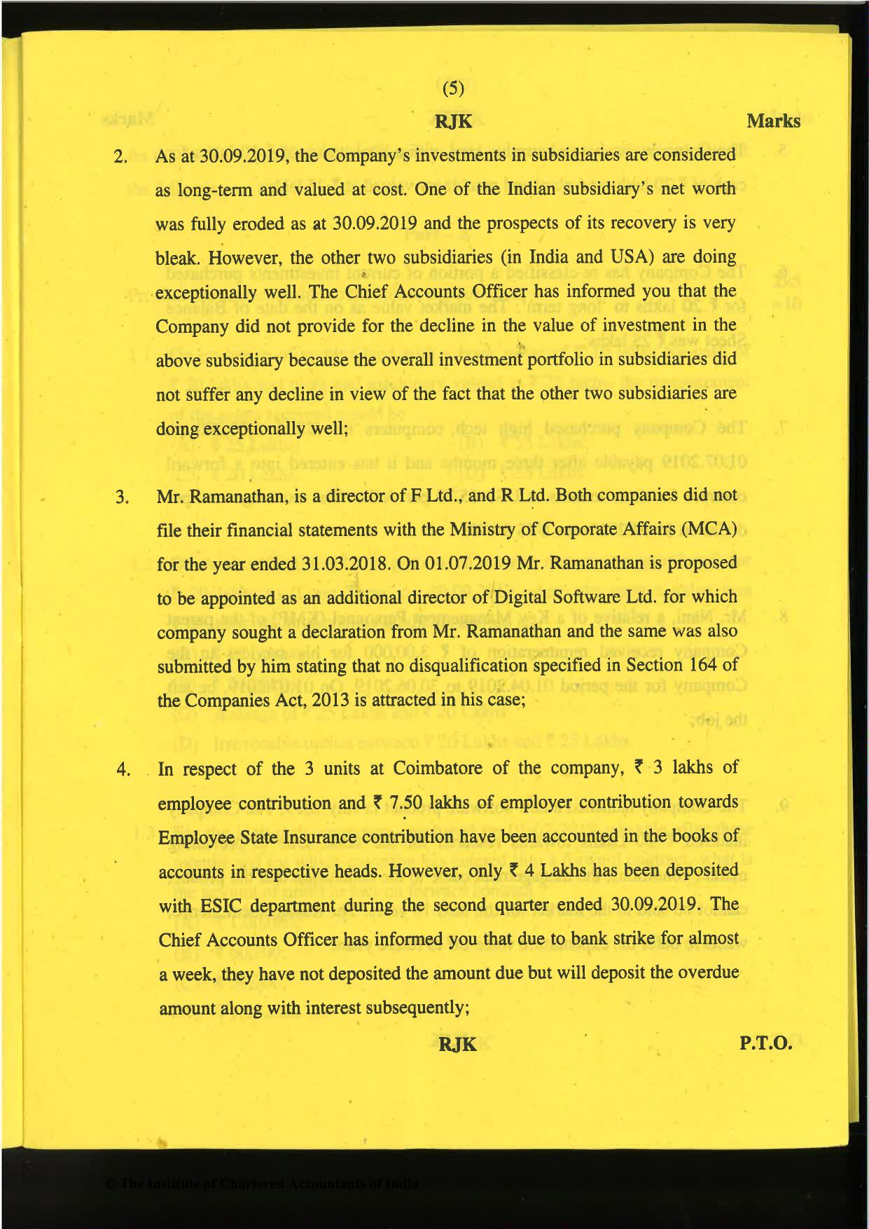 CA Final Nov 2019 Question Paper -Paper 6F – Multidisciplinary Case Study - Page 5