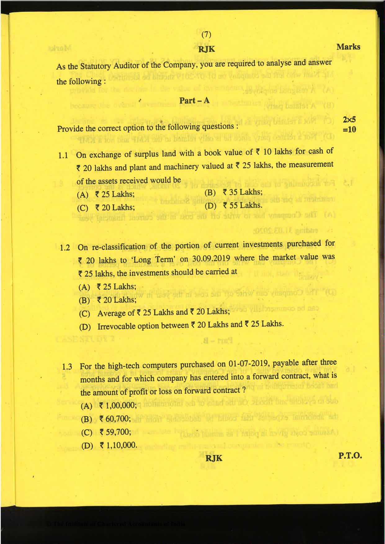 CA Final Nov 2019 Question Paper -Paper 6F – Multidisciplinary Case Study - Page 7