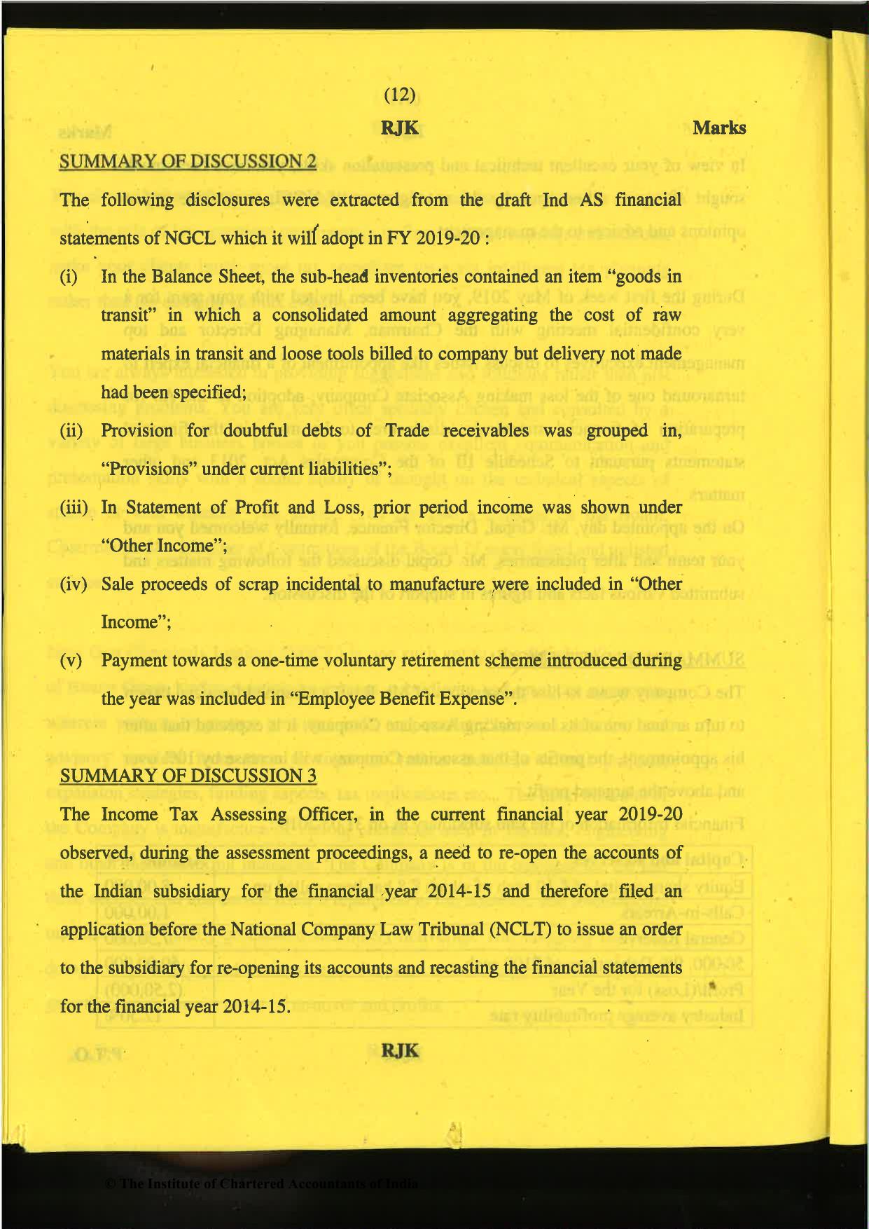 CA Final Nov 2019 Question Paper -Paper 6F – Multidisciplinary Case Study - Page 12