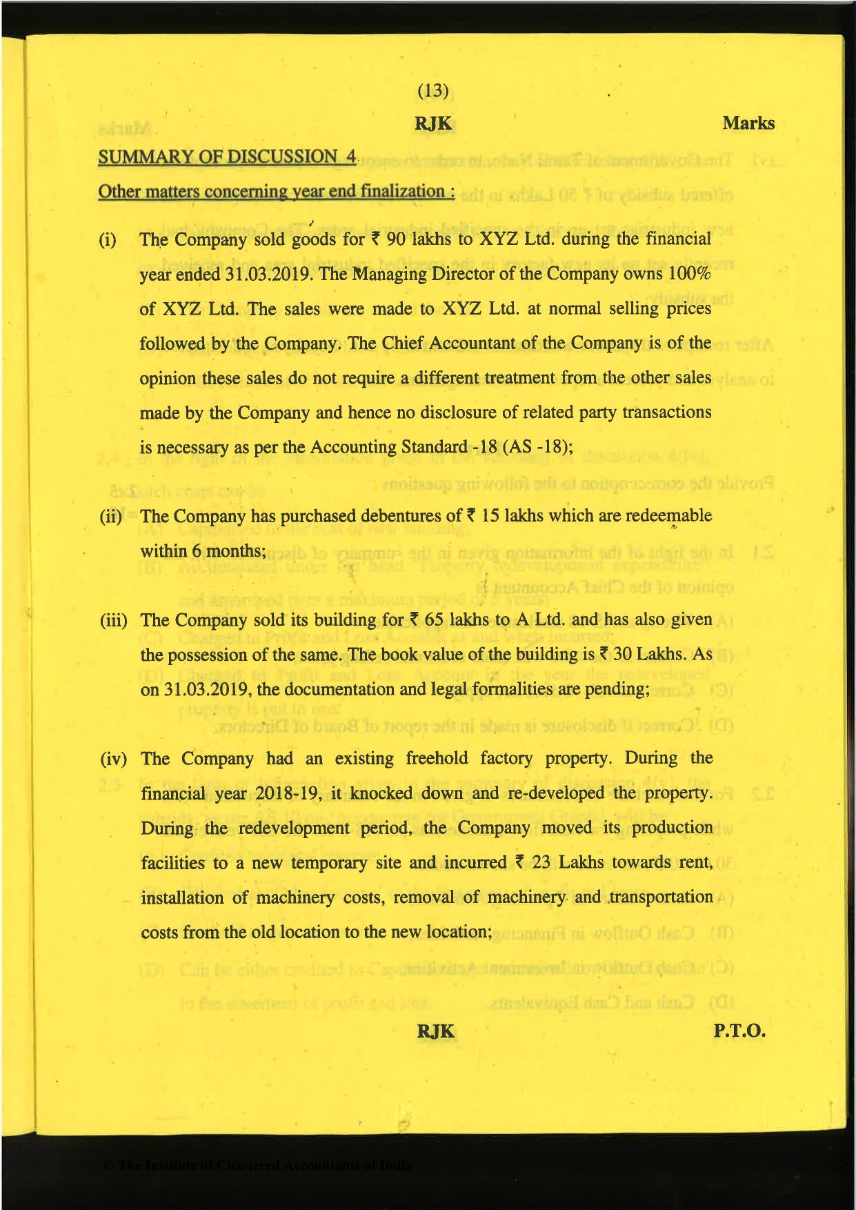 CA Final Nov 2019 Question Paper -Paper 6F – Multidisciplinary Case Study - Page 13