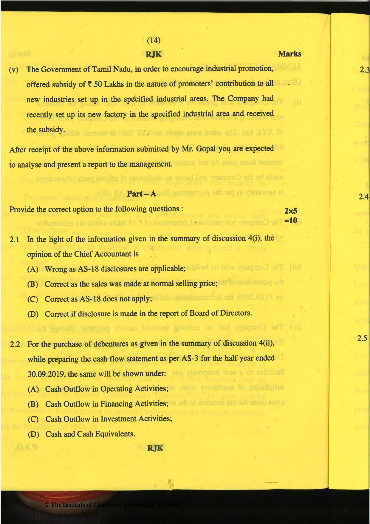 CA Final Nov 2019 Question Paper -Paper 6F – Multidisciplinary Case Study - Page 14