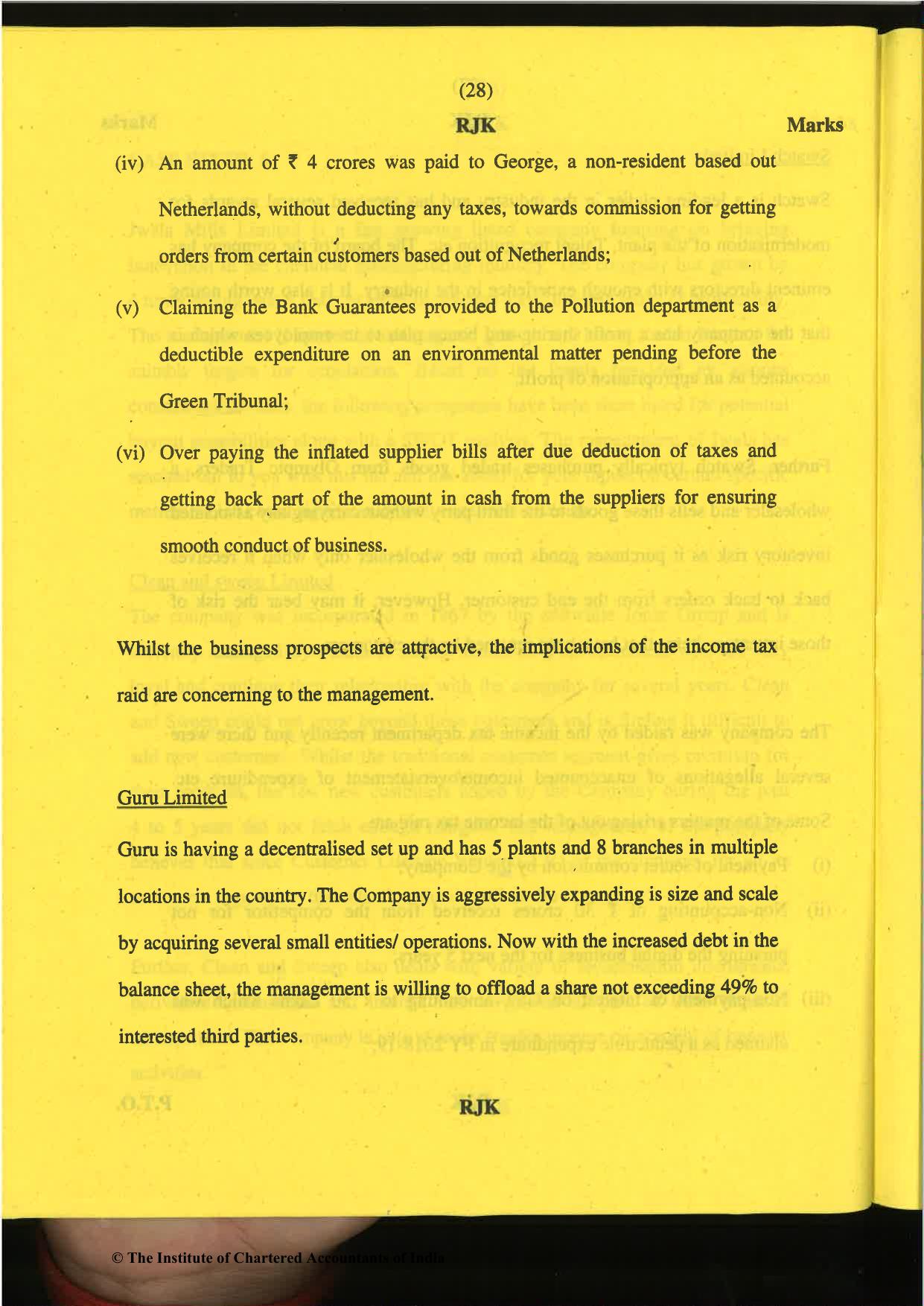 CA Final Nov 2019 Question Paper -Paper 6F – Multidisciplinary Case Study - Page 28