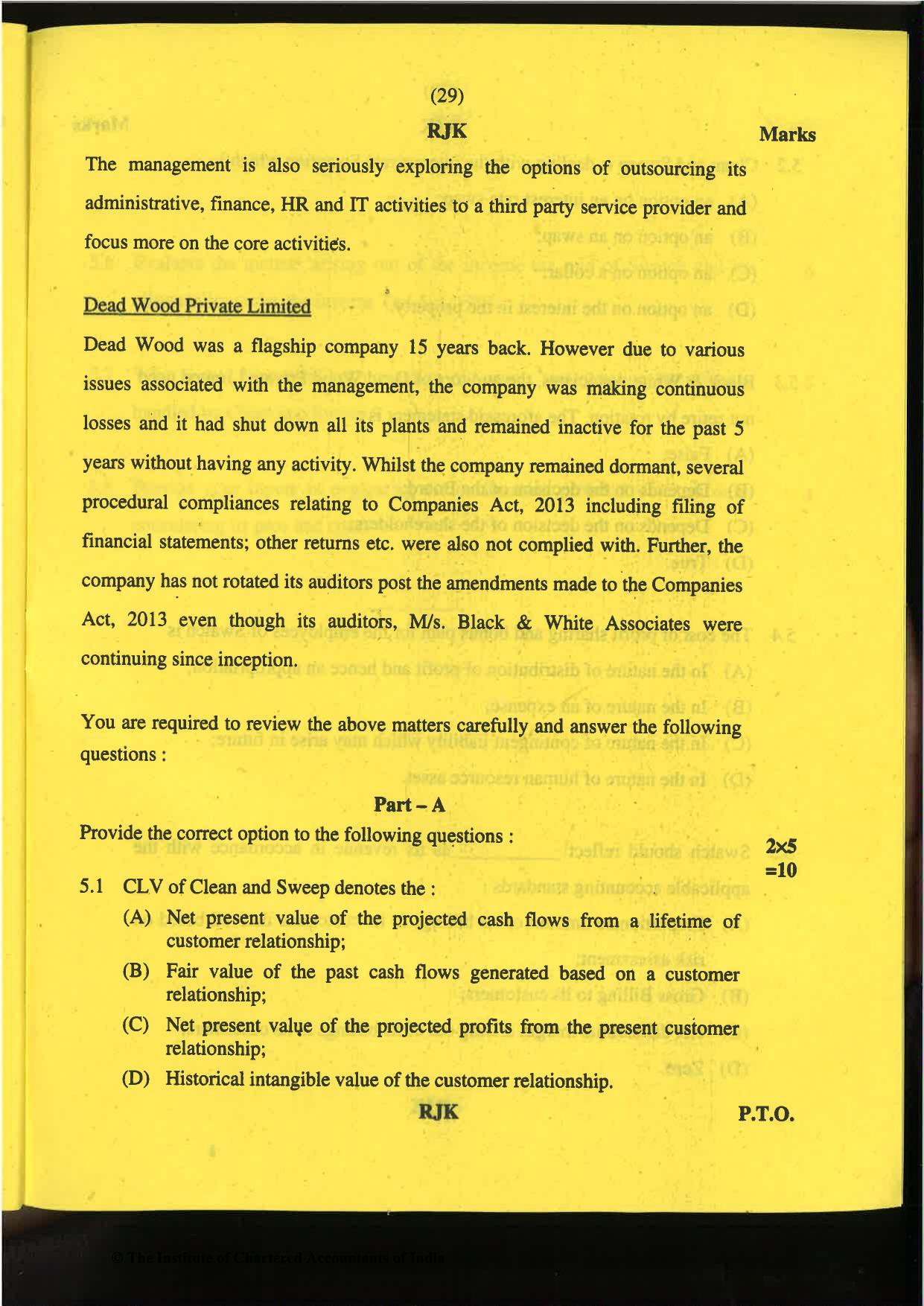 CA Final Nov 2019 Question Paper -Paper 6F – Multidisciplinary Case Study - Page 29