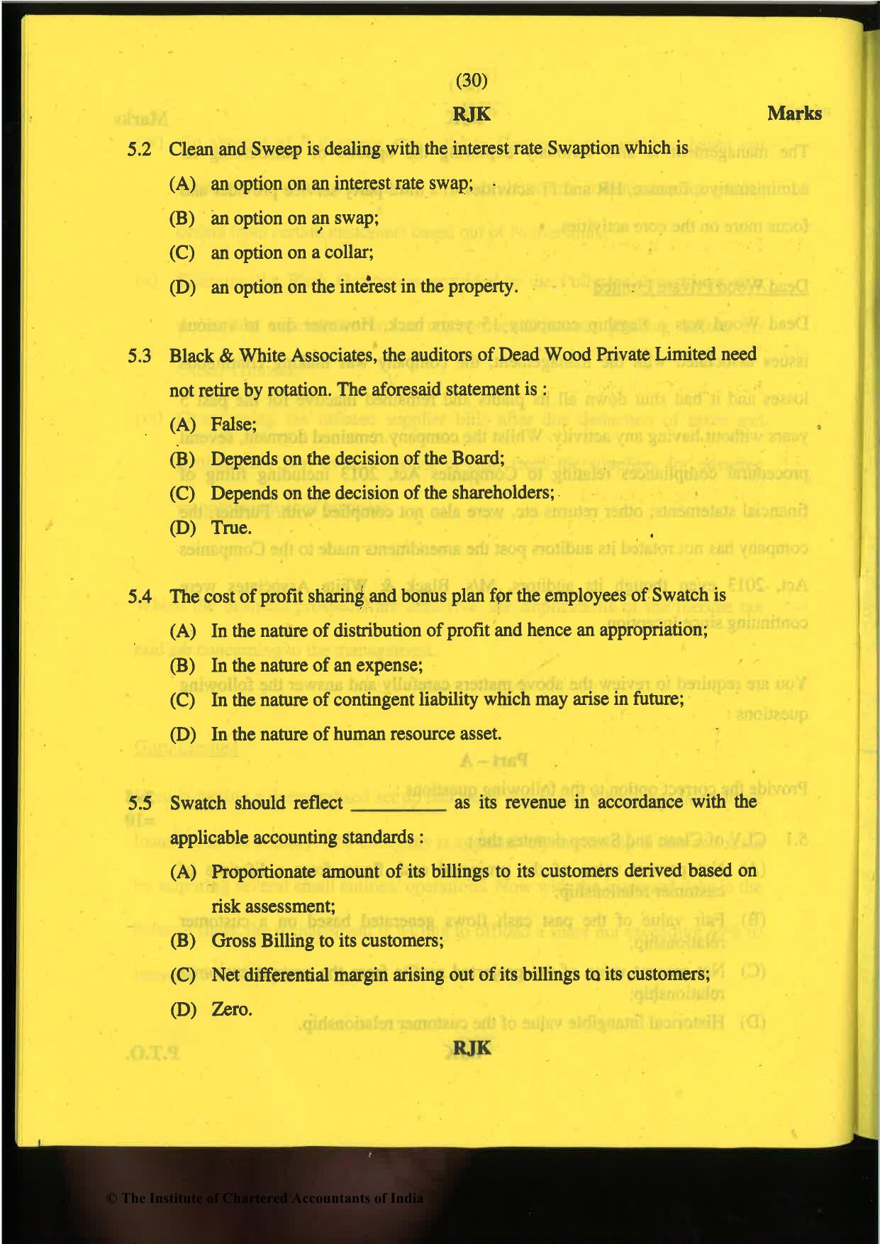 CA Final Nov 2019 Question Paper -Paper 6F – Multidisciplinary Case Study - Page 30