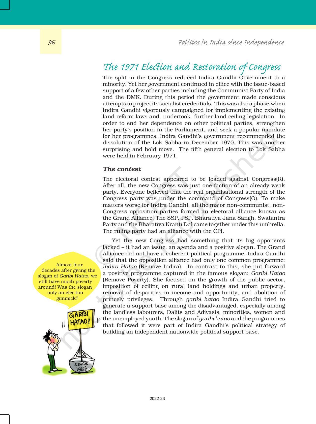 NCERT Book for Class 12 Political Science (Politics In India Since Independence) Chapter 5 Challenges to And Restoration of The Congress System - Page 15
