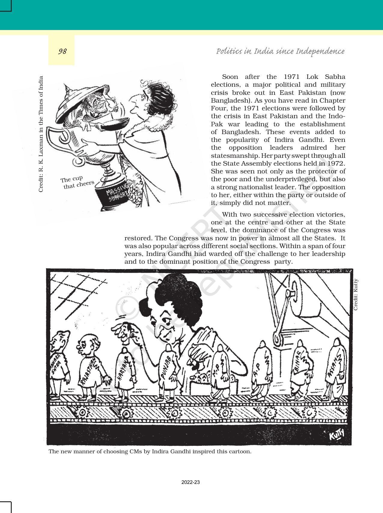 NCERT Book for Class 12 Political Science (Politics In India Since Independence) Chapter 5 Challenges to And Restoration of The Congress System - Page 17