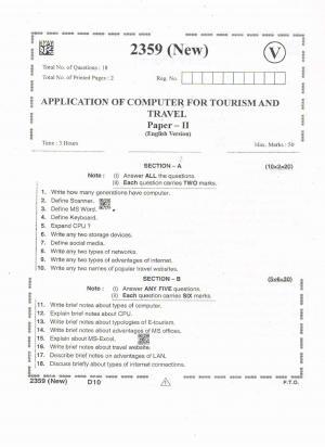 AP Intermediate 2nd Year Vocational Question Paper September-2021- Application_of_Computer_for_Tourism&Travel-II